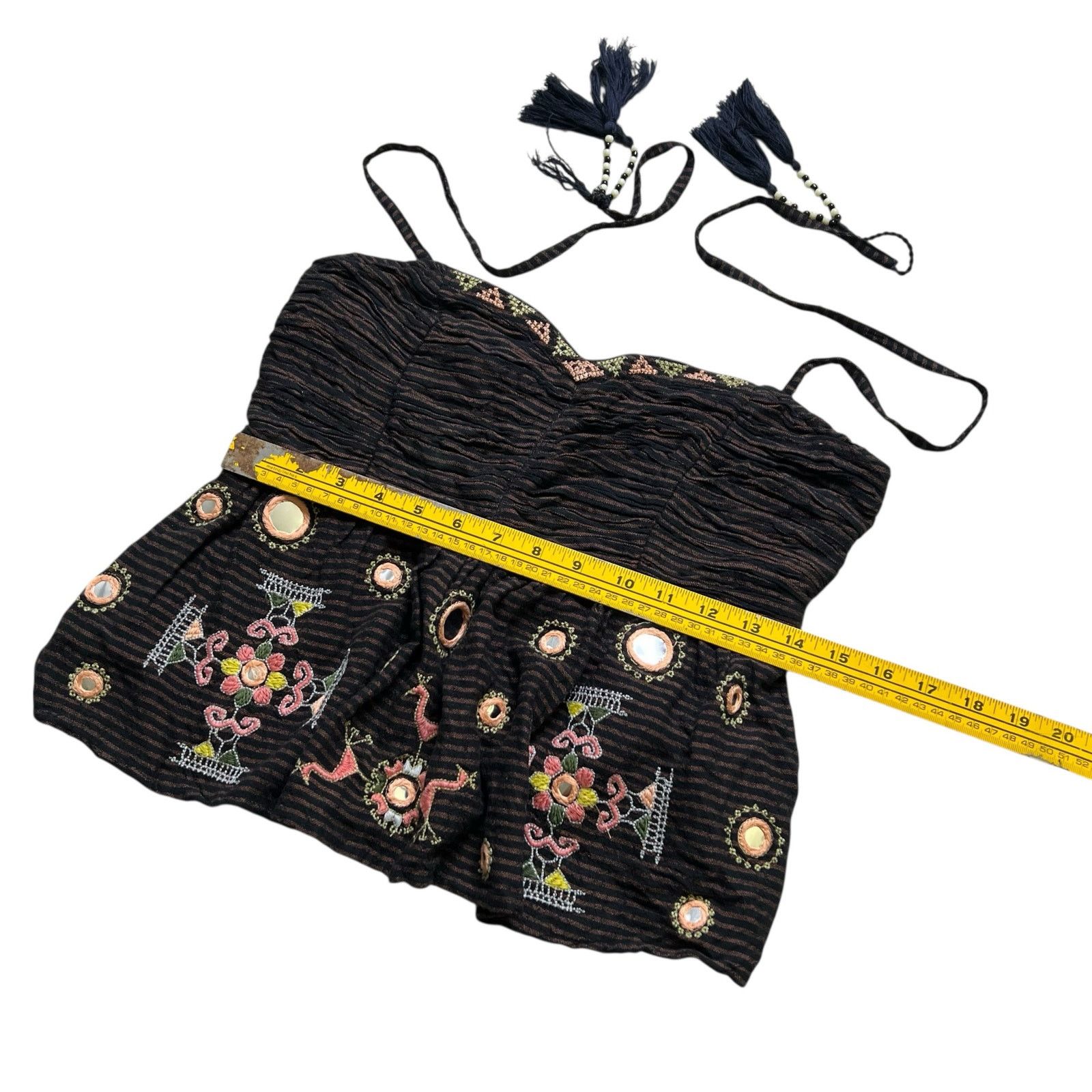 Free People Free People Sweet Safari Black Brown Peplum Halter Top Sz SP Size S / US 4 / IT 40 - 6 Thumbnail