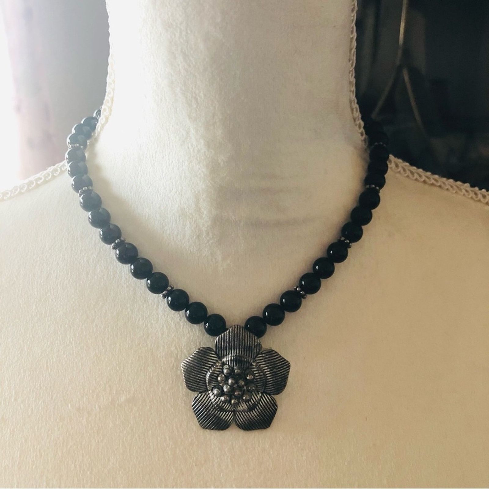 Vintage Vintage 80s-90s handmade black chalcedony beaded necklace Size ONE SIZE - 2 Thumbnail