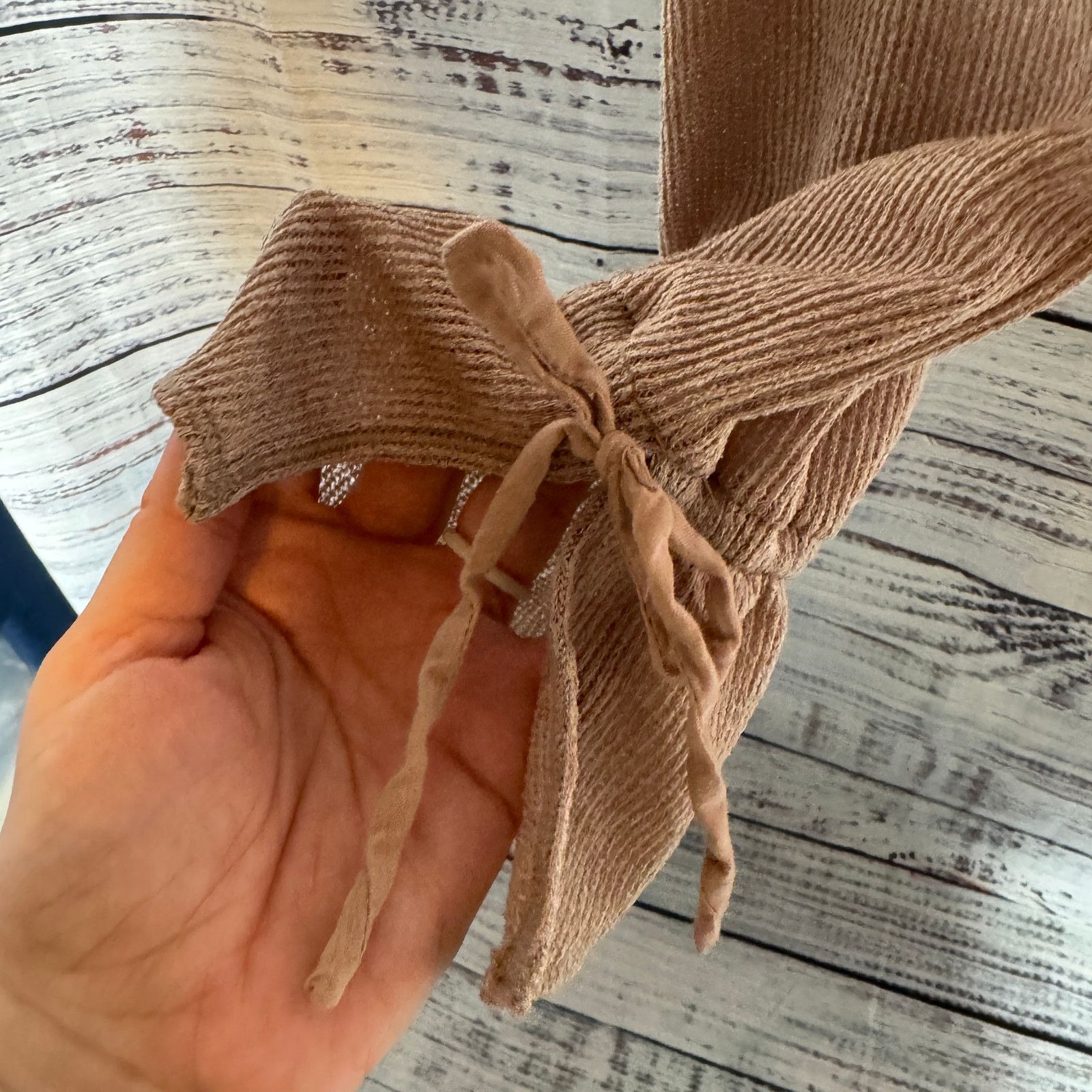 Free People Free People Tan Long Sleeve Double Tie Front Top - Small Size S / US 4 / IT 40 - 2 Thumbnail