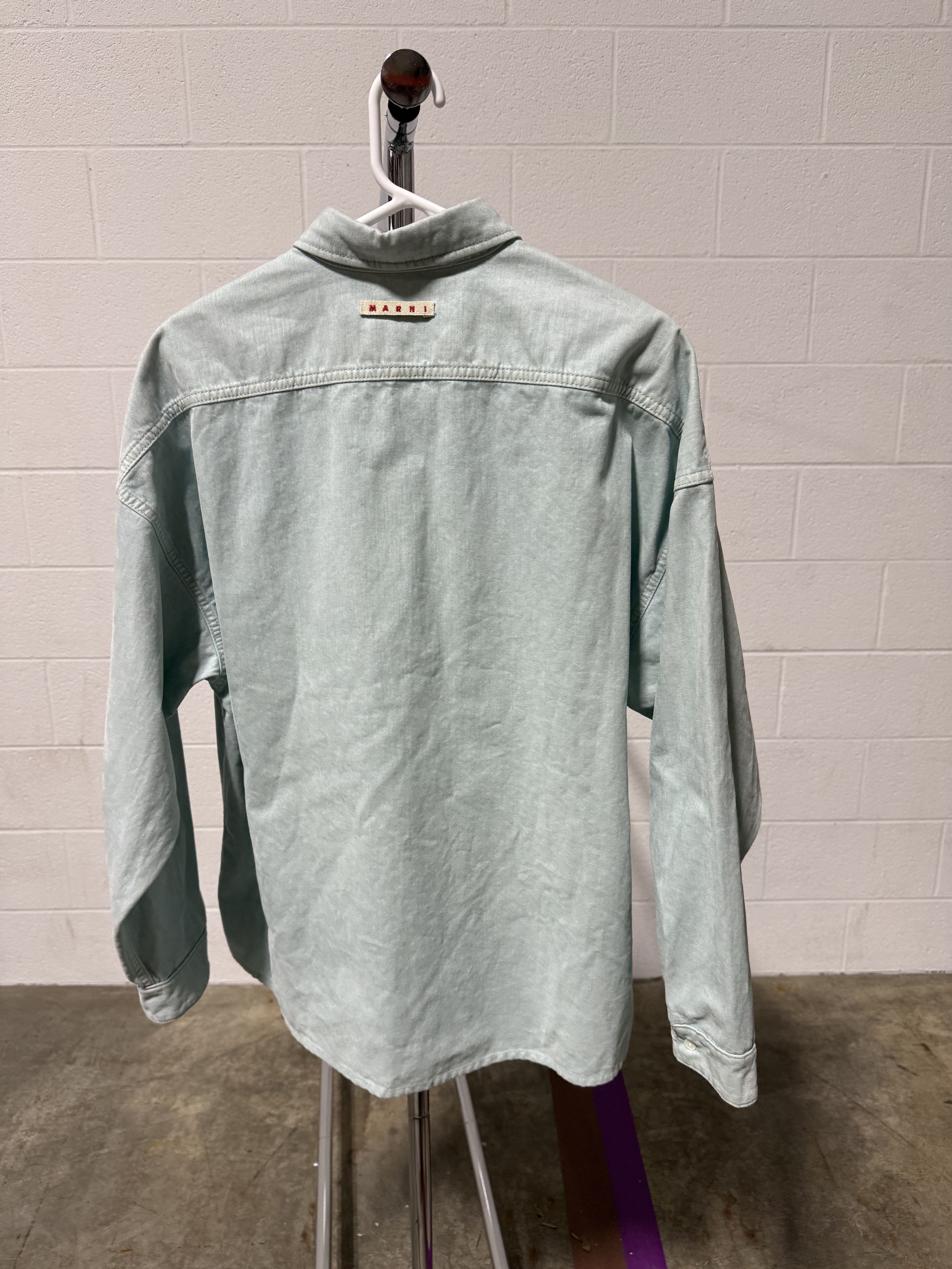 Marni Marni Flocked Denim Overshirt 'Aquamarine' Size US S / EU 44-46 / 1 - 4 Thumbnail
