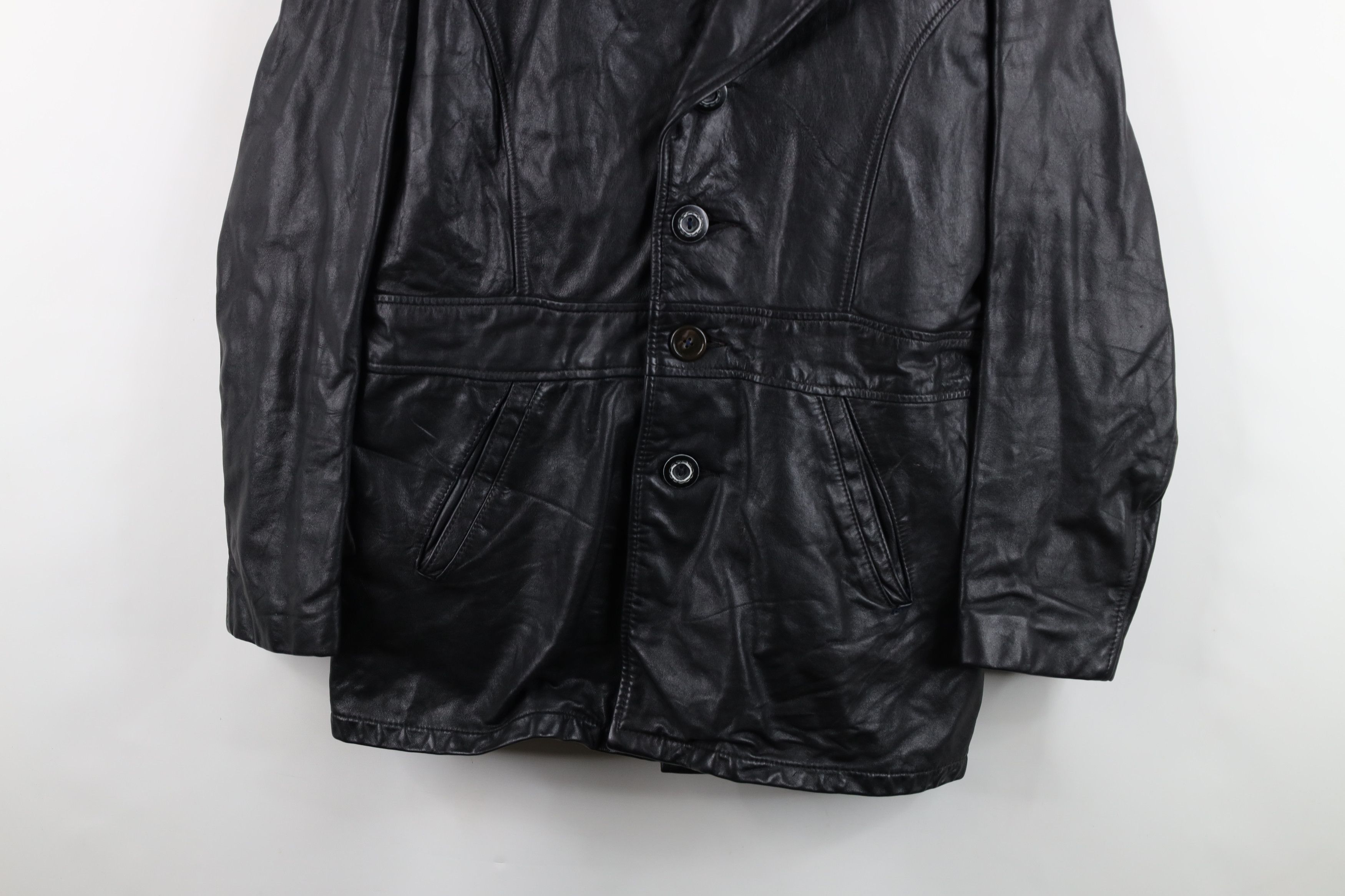 Vintage Vintage 60s 70s Streetwear Leather Jacket Coat Black USA Size US XXL / EU 58 / 5 - 3 Thumbnail