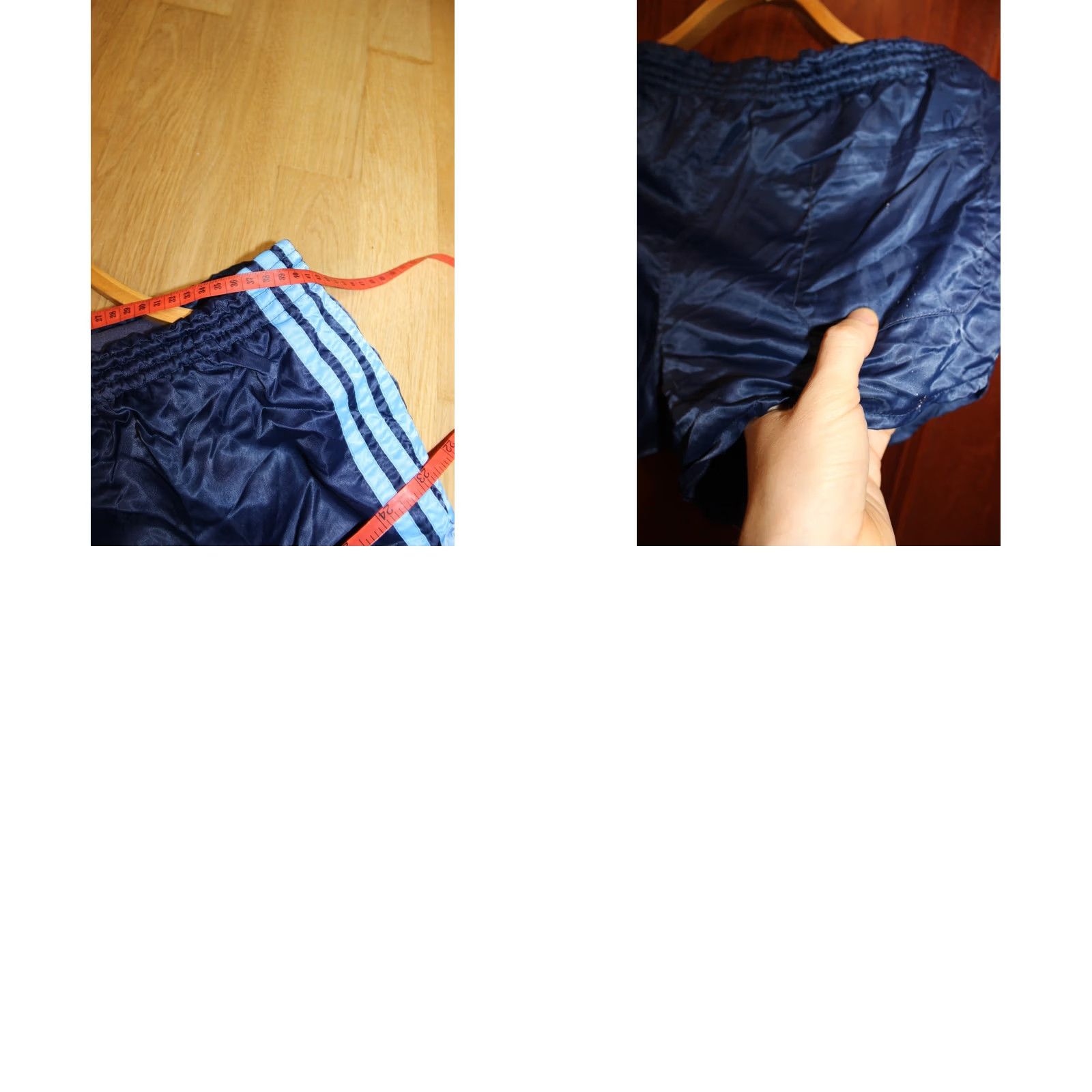 Adidas VINTAGE Adidas dark blue with blue stripes Nylon Running shorts - L/XL Shirt Mens XL Blue 1980s Size US 36 / EU 52 - 8 Thumbnail