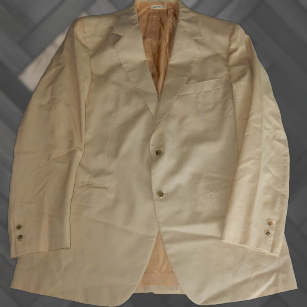 Brioni VINTAGE Brioni Blazer Jacket Men Regular Size 54 Light Beige Wool Size 54R - 1 Thumbnail
