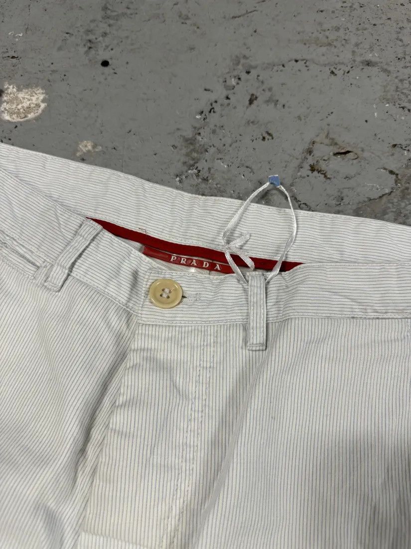 Designer × Prada × Vintage 2000s Prada Linea Rossa White Striped Pants Size US 32 / EU 48 - 10 Thumbnail