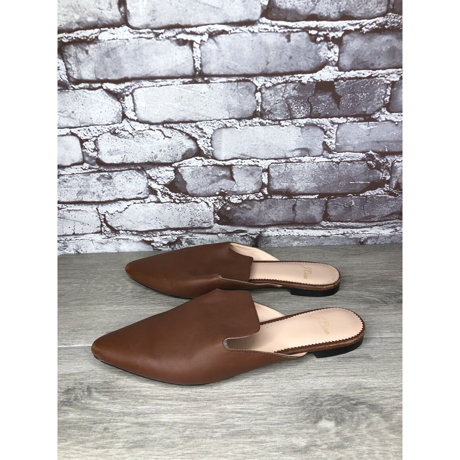 J.Crew J Crew Brown Leather Pointed Toe Slip On Mules Flats Shoes W Size US 8.5 / IT 38.5 - 1 Thumbnail