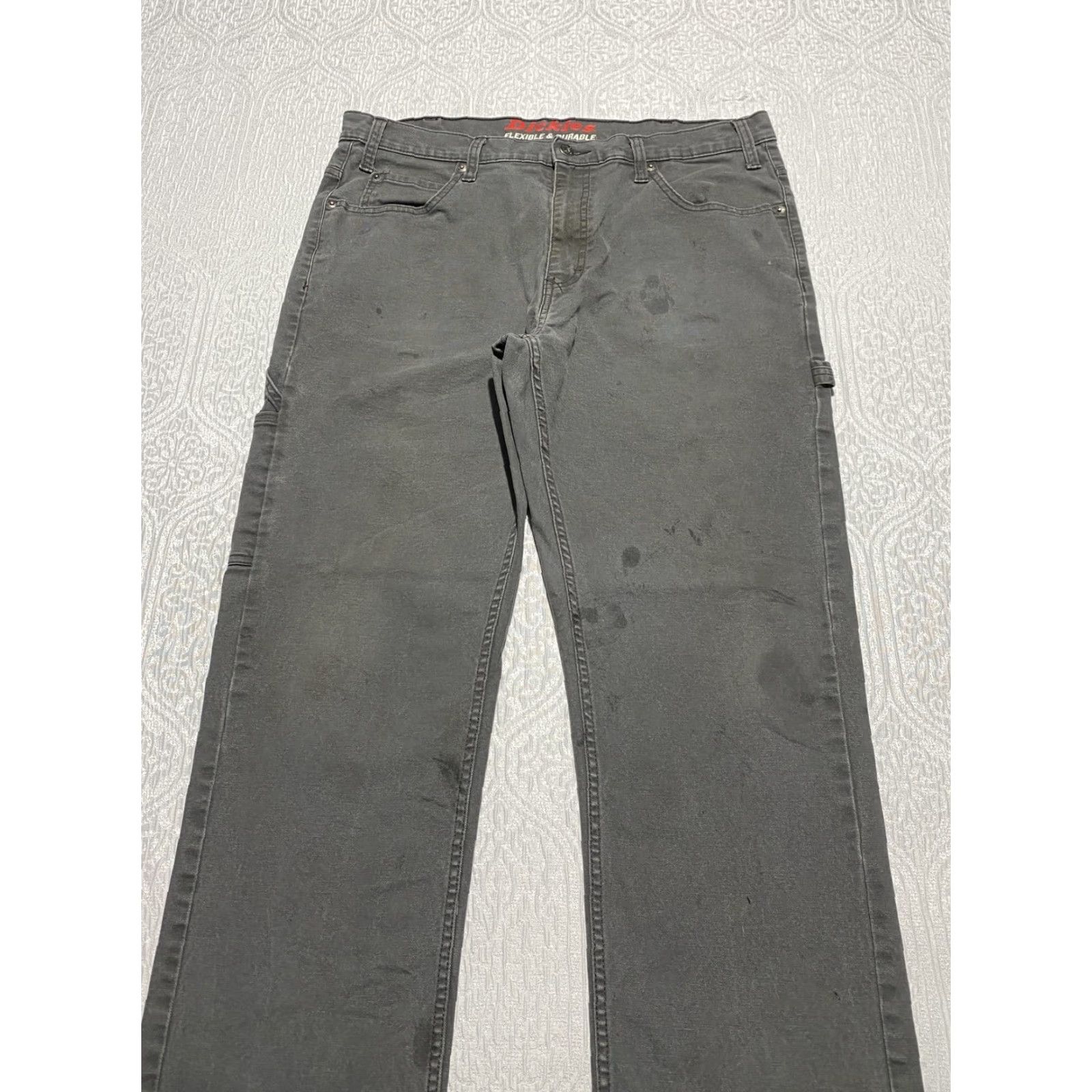Dickies Dickies Pants Mens 36x30 Gray Workwear Carpenter Cotton Spandex Stretch Pockets Utility Regular Straight 5-Pocket Jeans Zip Fly Grenge? Size US 36 / EU 52 - 3 Thumbnail