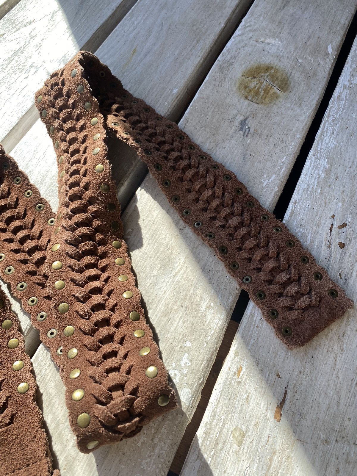 If Six Was Nine × Japanese Brand × Vintage Vintage Japanese Leather Punk Emo Rock Goth Y2K Drill belt Size ONE SIZE - 3 Thumbnail