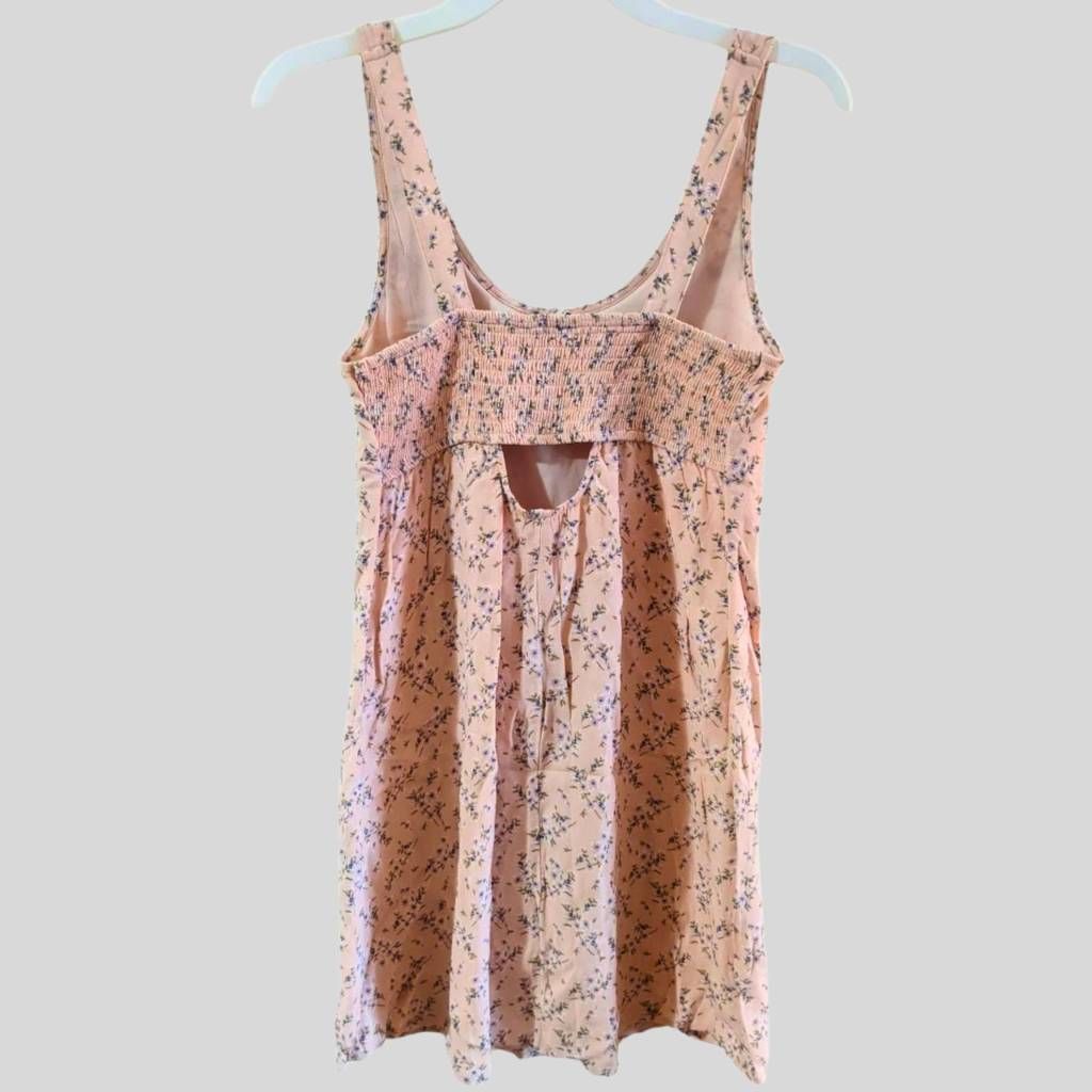 American Eagle Outfitters American Eagle XS Floral Sleeveless Mini Dress Pink Smocked Size XS / US 0-2 / IT 36-38 - 2 Thumbnail