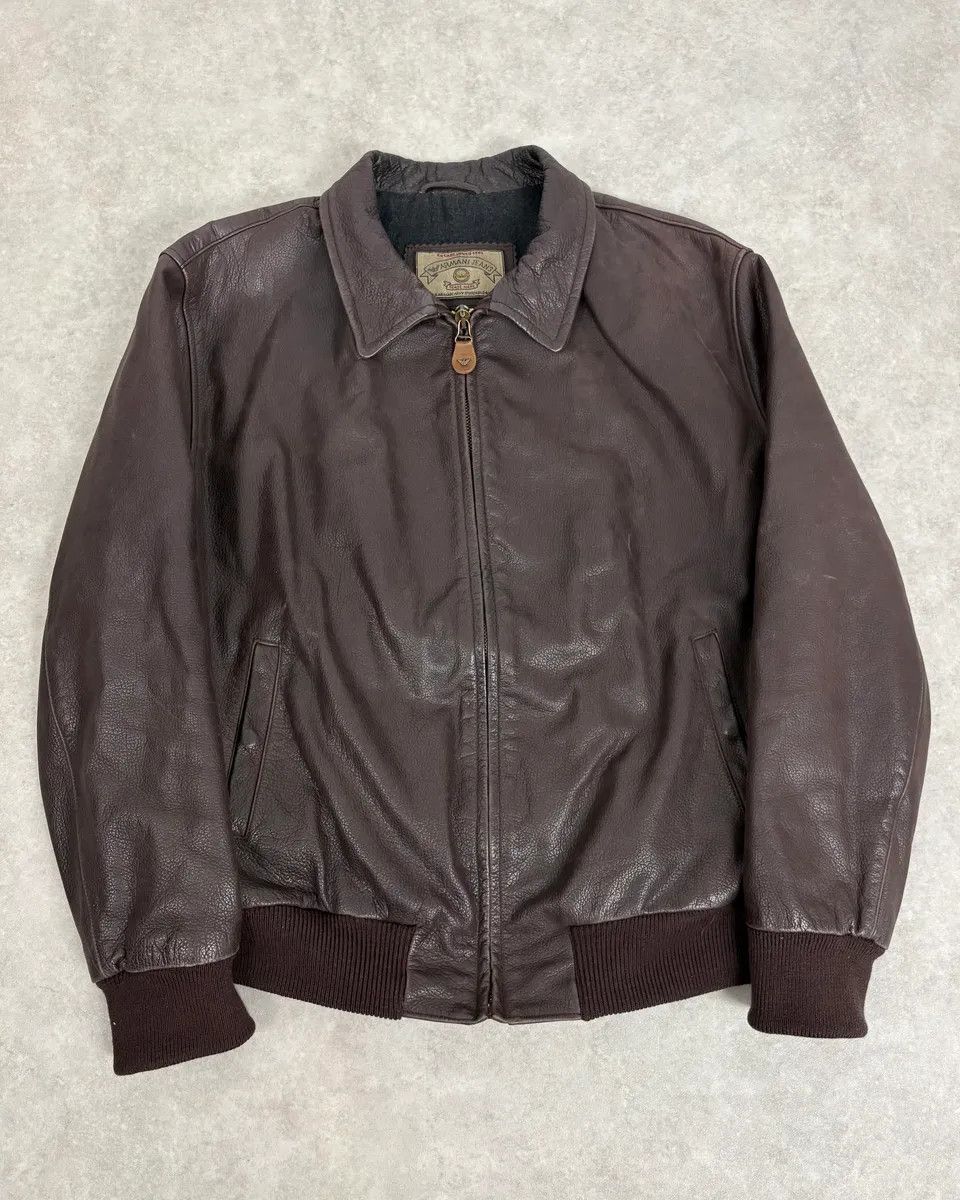 Armani 1990s Armani Brown Leather Bomber Jacket Size US M / EU 48-50 / 2 - 1 Thumbnail
