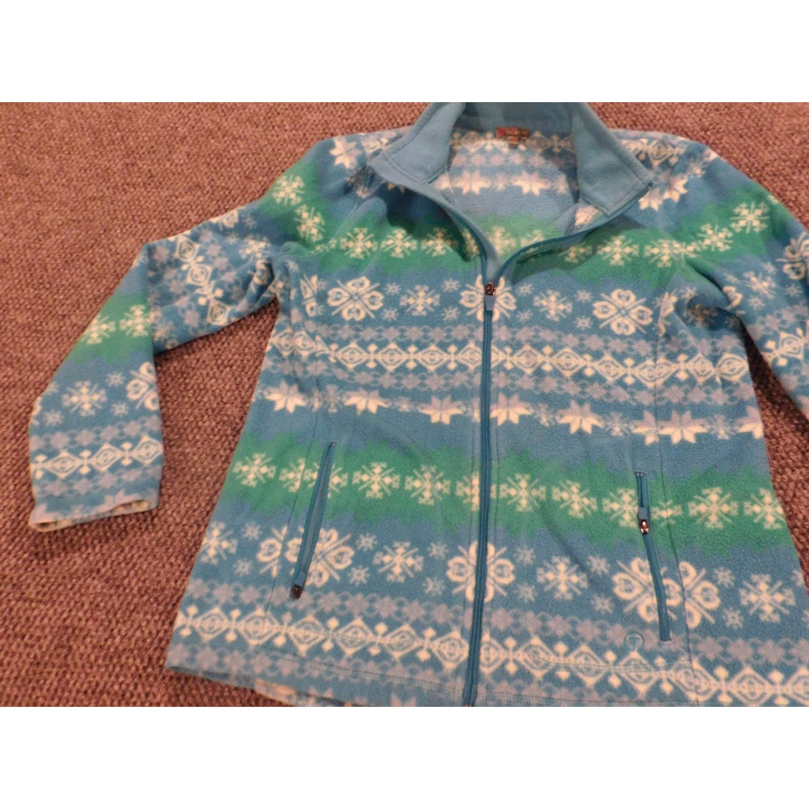 Talbots Talbots Jacket M Blue Fleece Striped Full Zip Women Regular Fit Holiday Spring Fall Vintage No Size M / US 6-8 / IT 42-44 - 3 Thumbnail