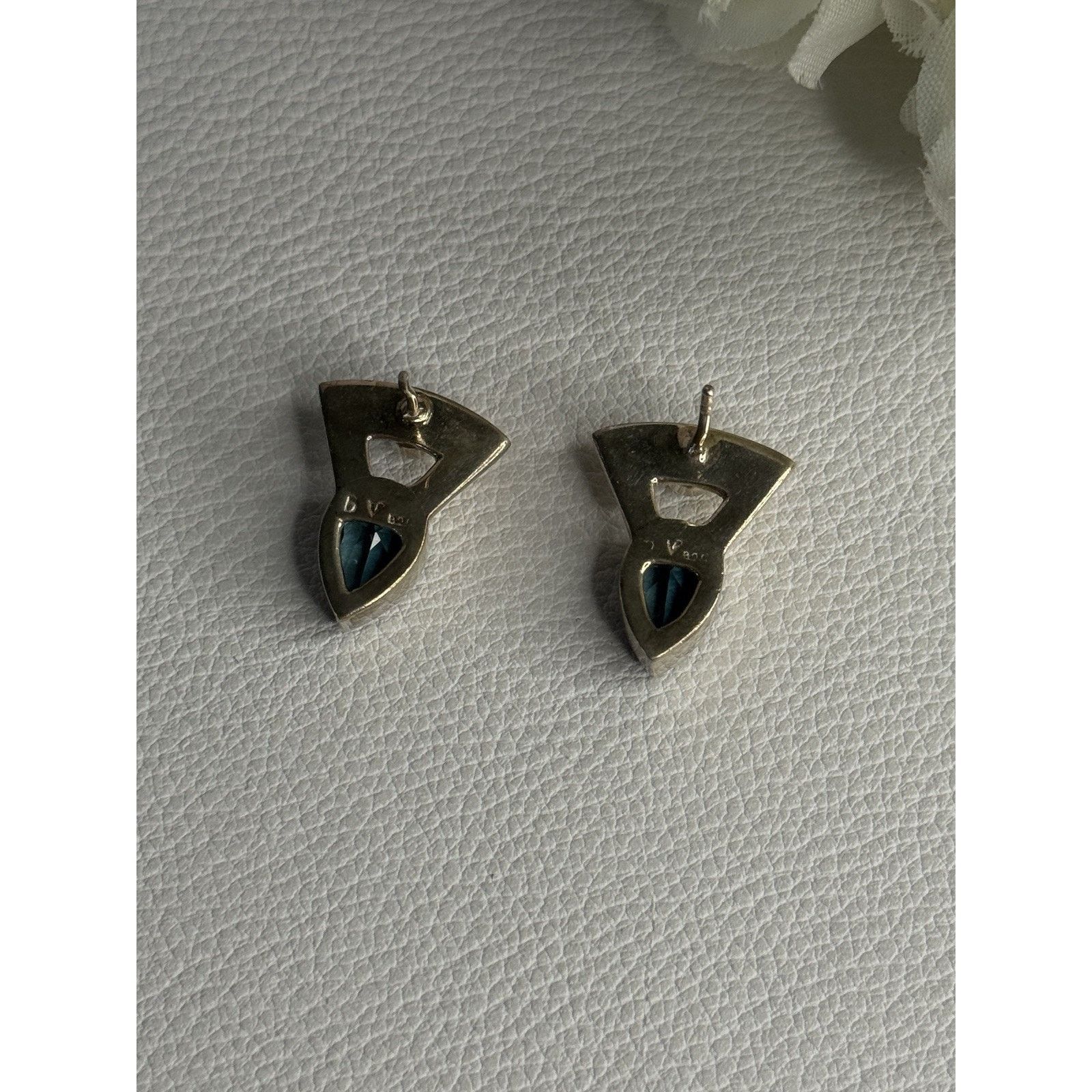 Jewelry 925 STERLING SILVER TOPAZ & PEARL EARRINGS LENGTH 0.70 INCH Size ONE SIZE - 6 Thumbnail