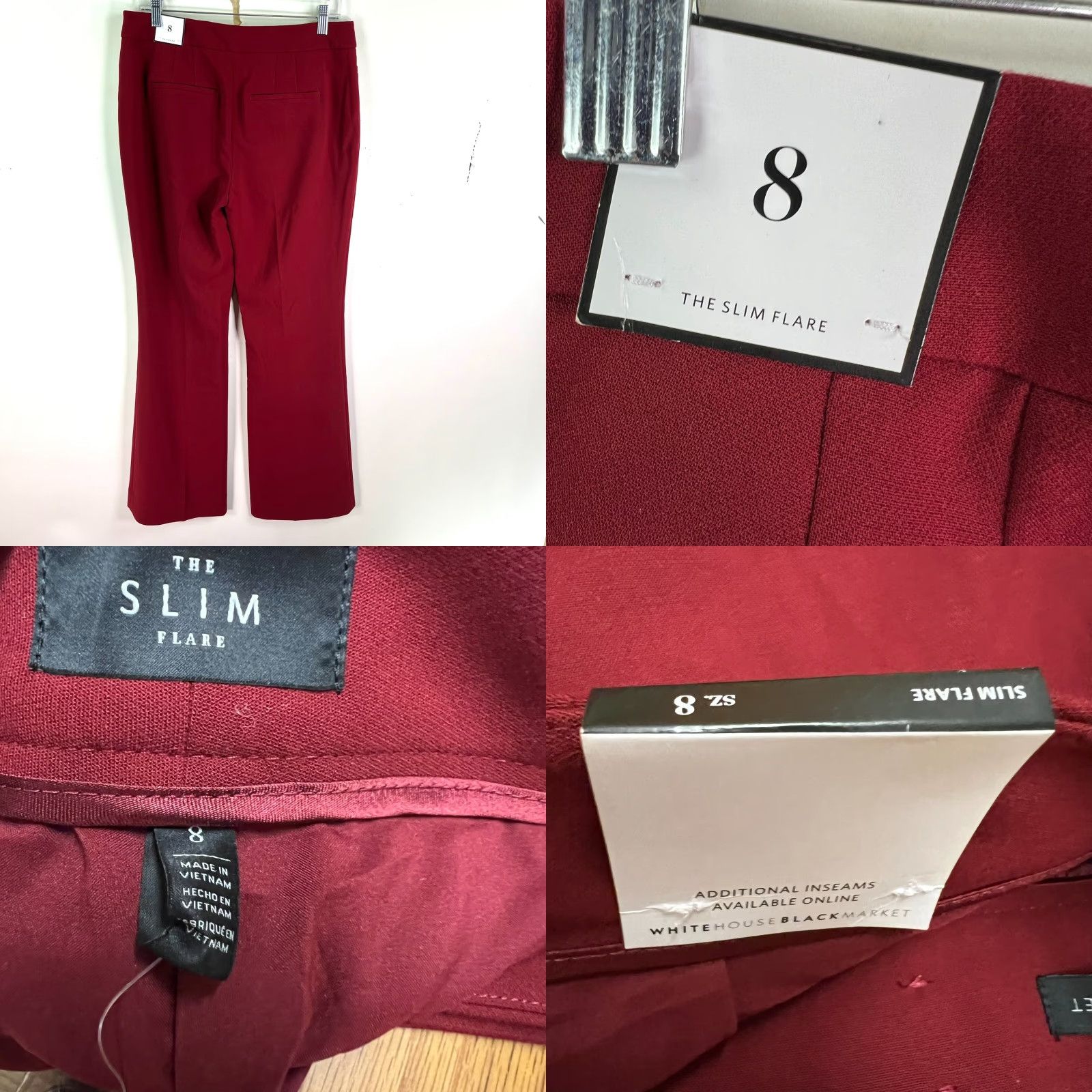 White House Black Market White House Black Market Slim Lined Wide Leg Pants Womens Size 8 Maroon 32X34 Size 30" / US 8 / IT 44 - 8 Thumbnail