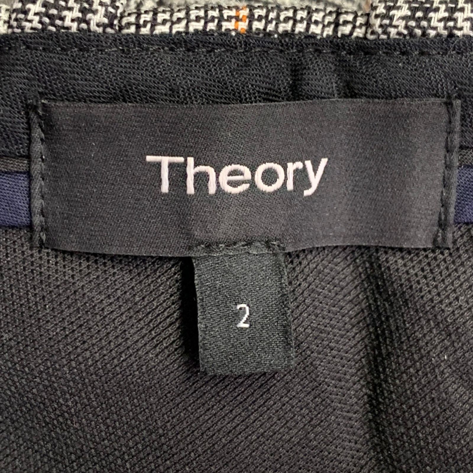 Theory Black White Orange Virgin Wool Blend Glenplaid Dress Pants Size 26" / US 2 / IT 38 - 4 Thumbnail