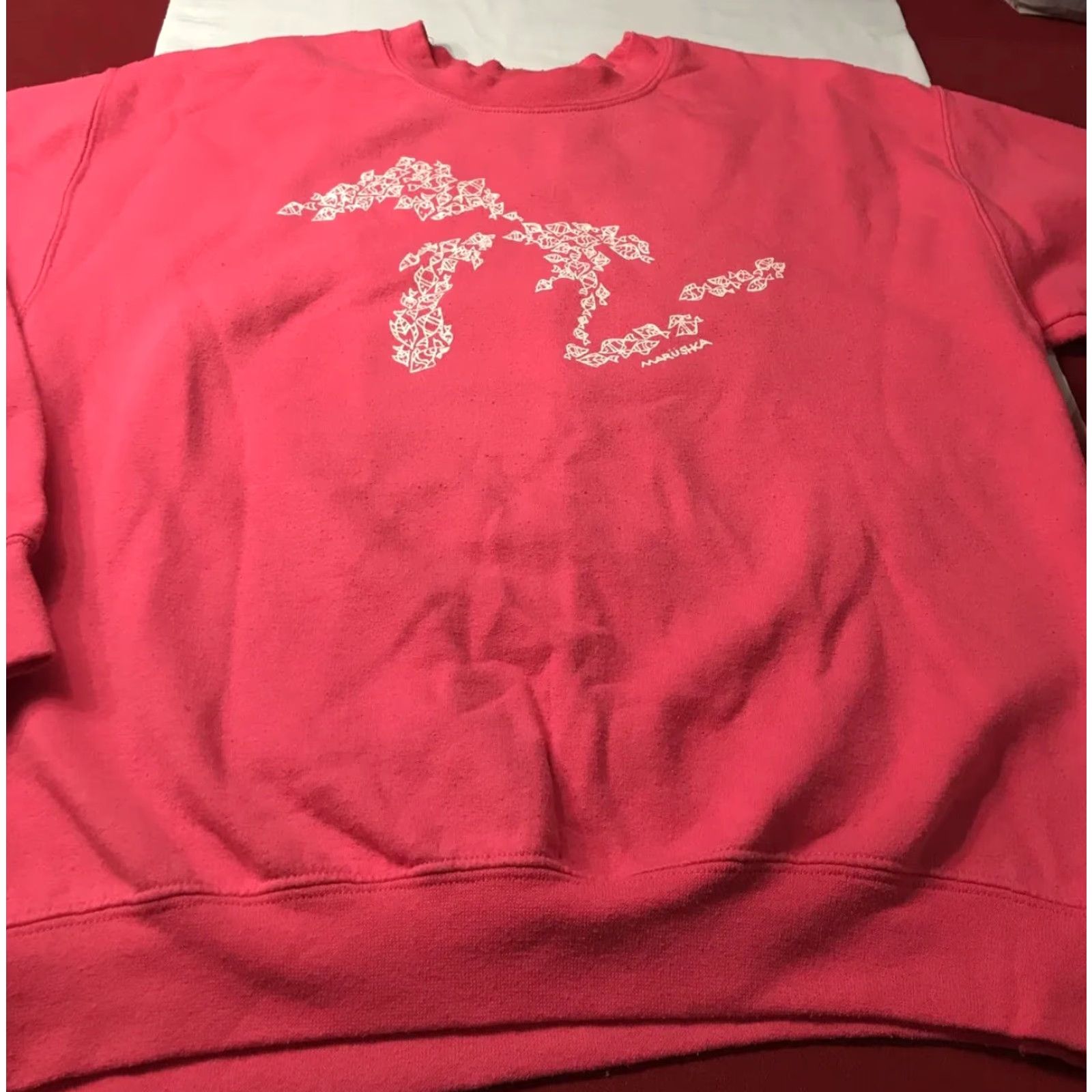 Pinko Marushka Sweatshirt Unisex Adults M PINK Michigan FISH Print Crew Neck Cotton Polyester Size US M / EU 48-50 / 2 - 2 Thumbnail
