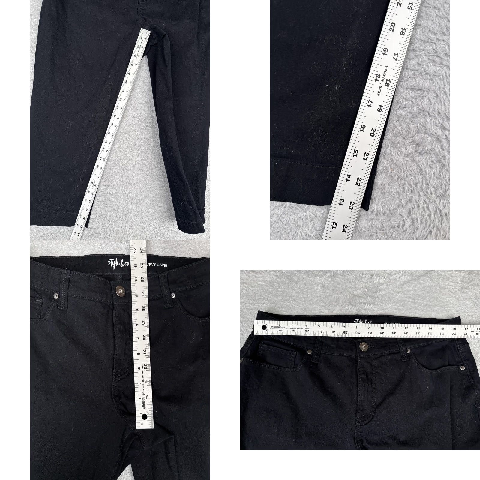 Vintage Style&co Curvy Capri Jeans Womens 12 Black Dark Wash Mid Rise Denim 34x24 Size 34" / US 12 / IT 48 - 8 Thumbnail