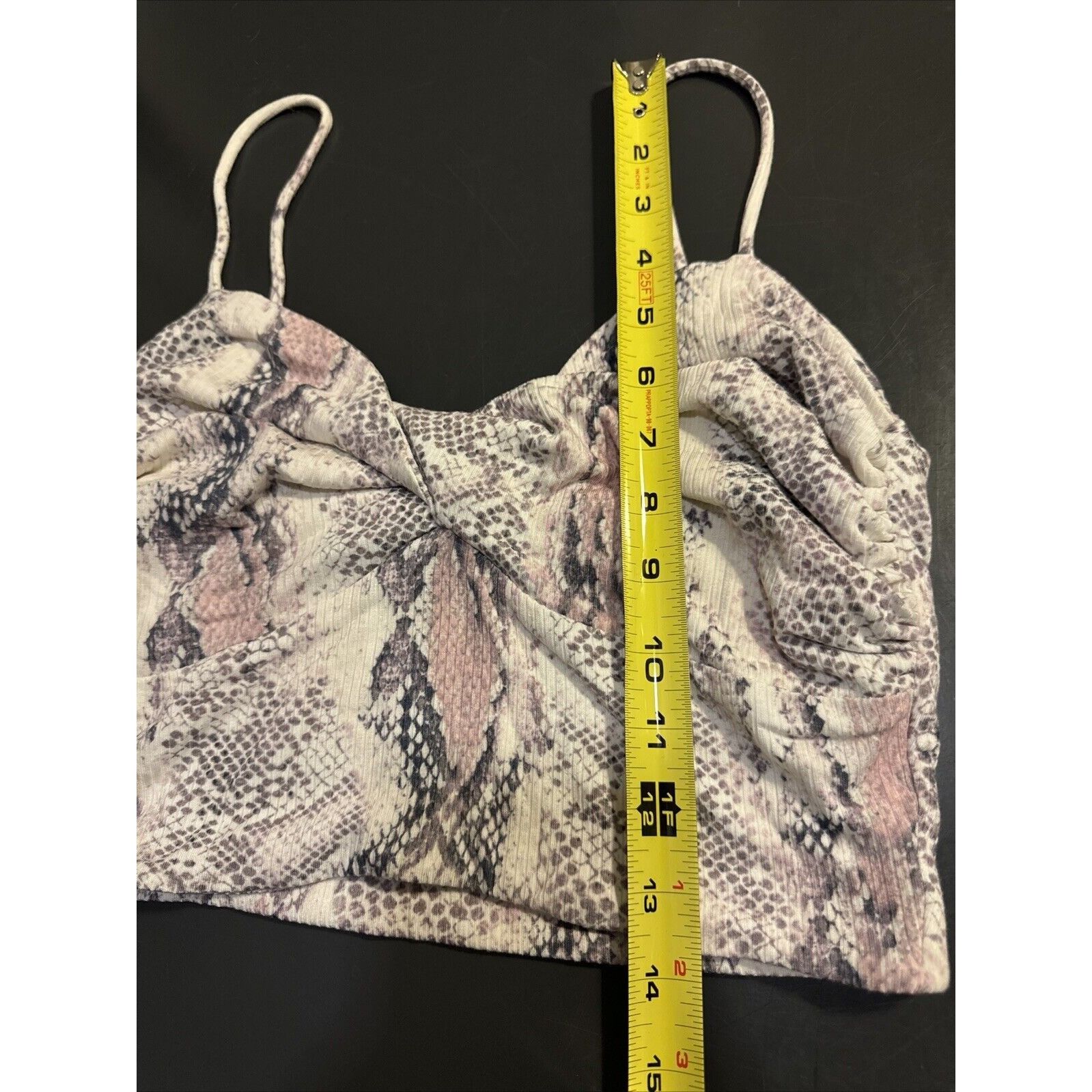 Other Olivaceous Crop Top Spaghetti Strap Gray Pink Snake Print Si Size L / US 10 / IT 46 - 7 Thumbnail