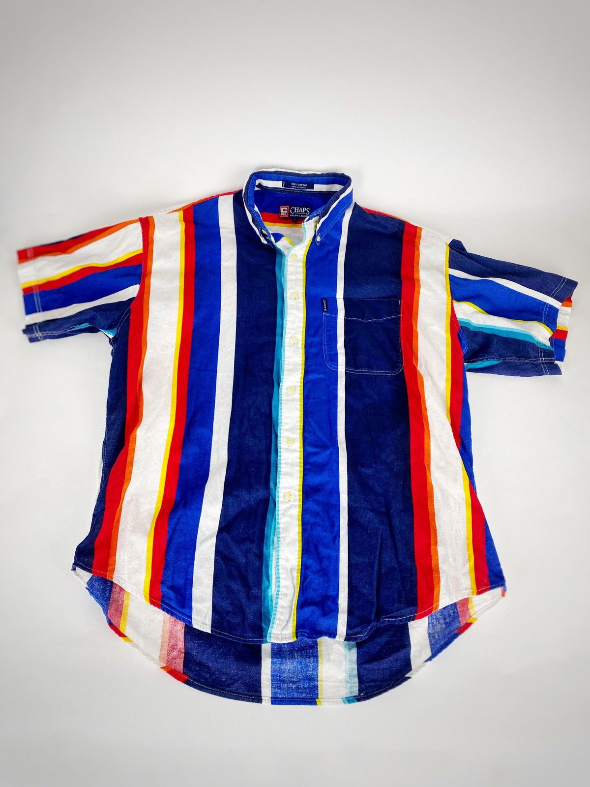 Chaps Ralph Lauren × Vintage 90's Chaps Ralph Lauren Rainbow Striped Button Up Shirt Size US L / EU 52-54 / 3 - 8 Thumbnail