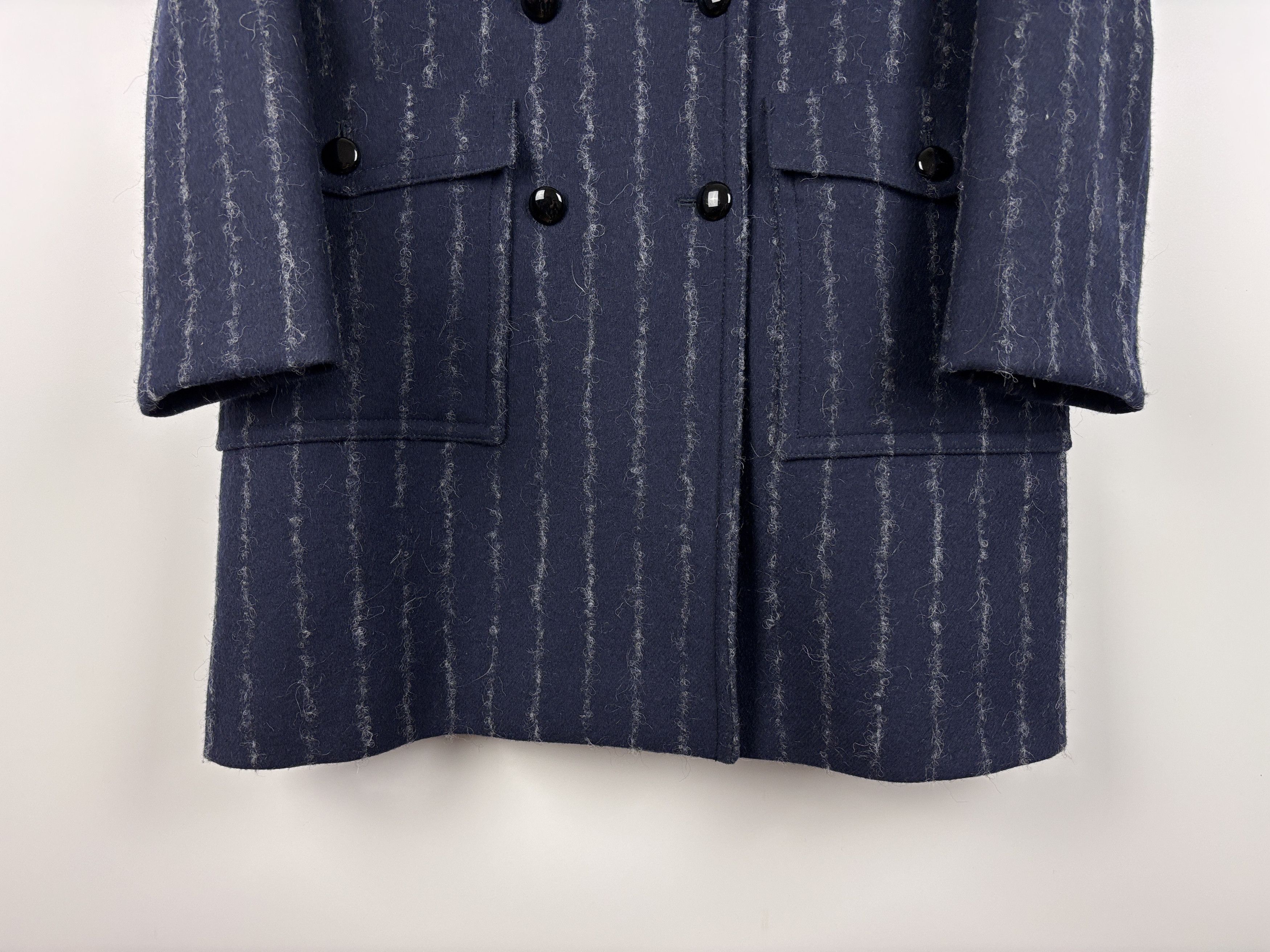 Gerard Darel Paris Double Breasted Wool Coat Navy Blue 38