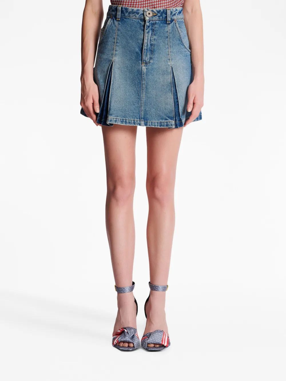 Balmain o1y0625 Denim Skirt in Blue Size 26" / US 2 / IT 38 - 3 Thumbnail