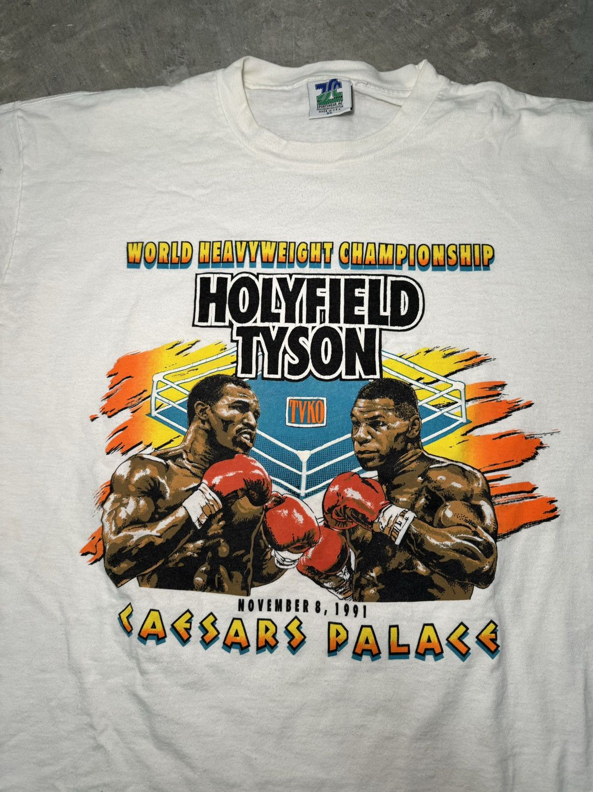 Vintage 1991 Mike Tyson vs Evander Holyfield World Heavyweight Champ Size US XL / EU 56 / 4 - 2 Thumbnail