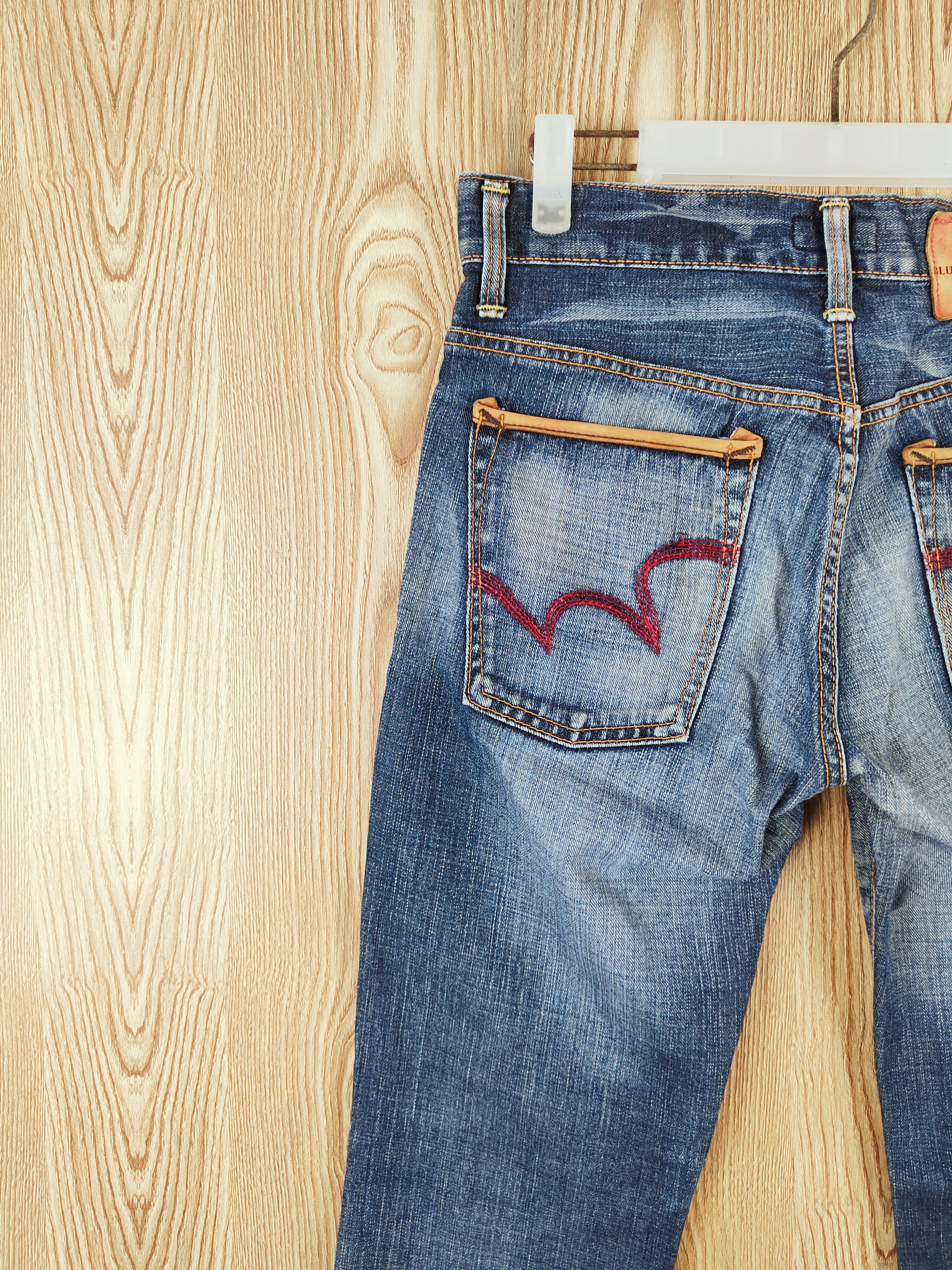 Edwin × Vintage SPECIAL OFFER 💥 Edwin Dark Blue Distressed Ripped Jeans Size 31" - 8 Thumbnail