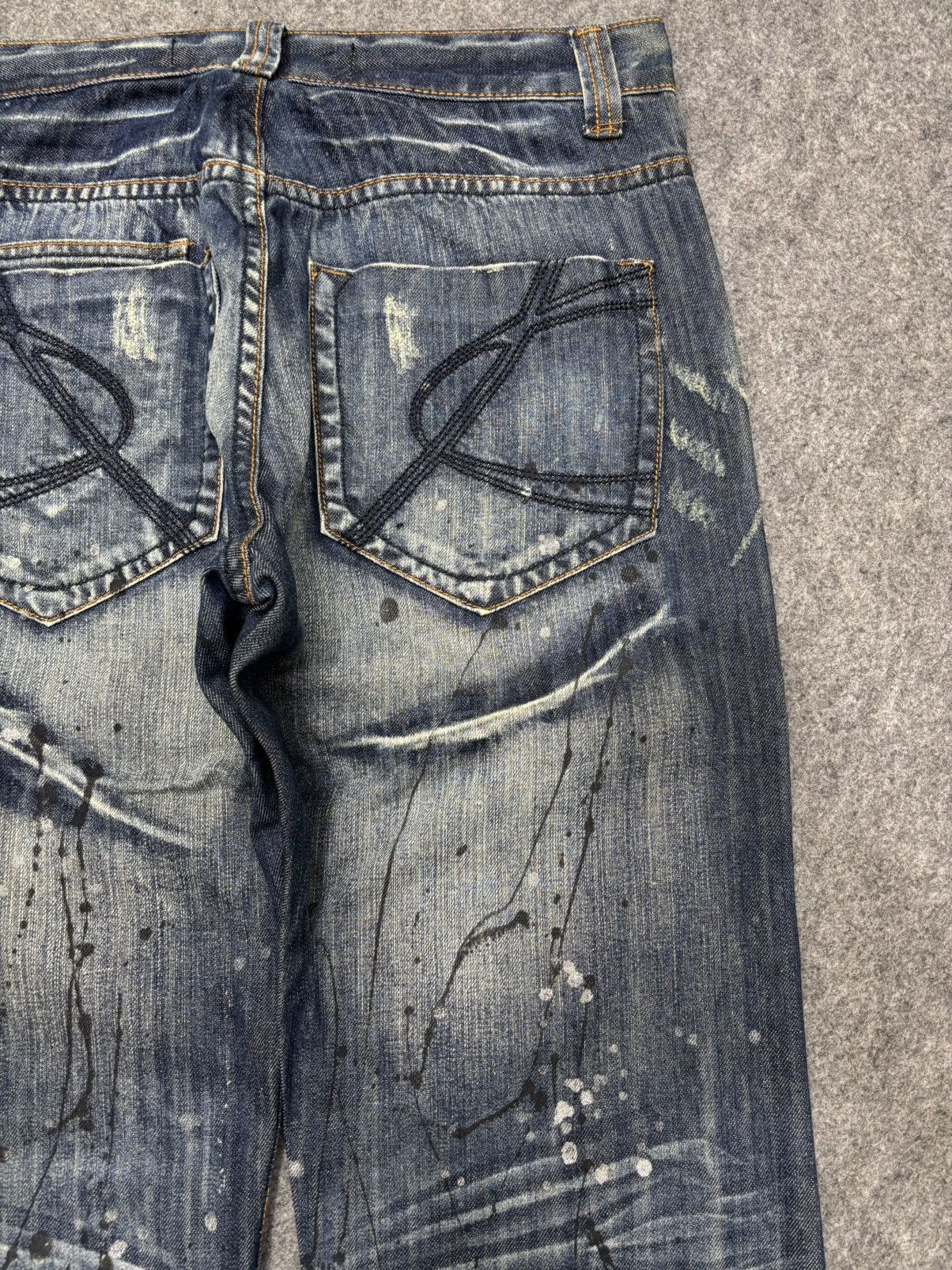 Japanese Brand Sick punk ministry PatchWork Japan Paint Splatter Denim F672 Size US 31 - 15 Thumbnail