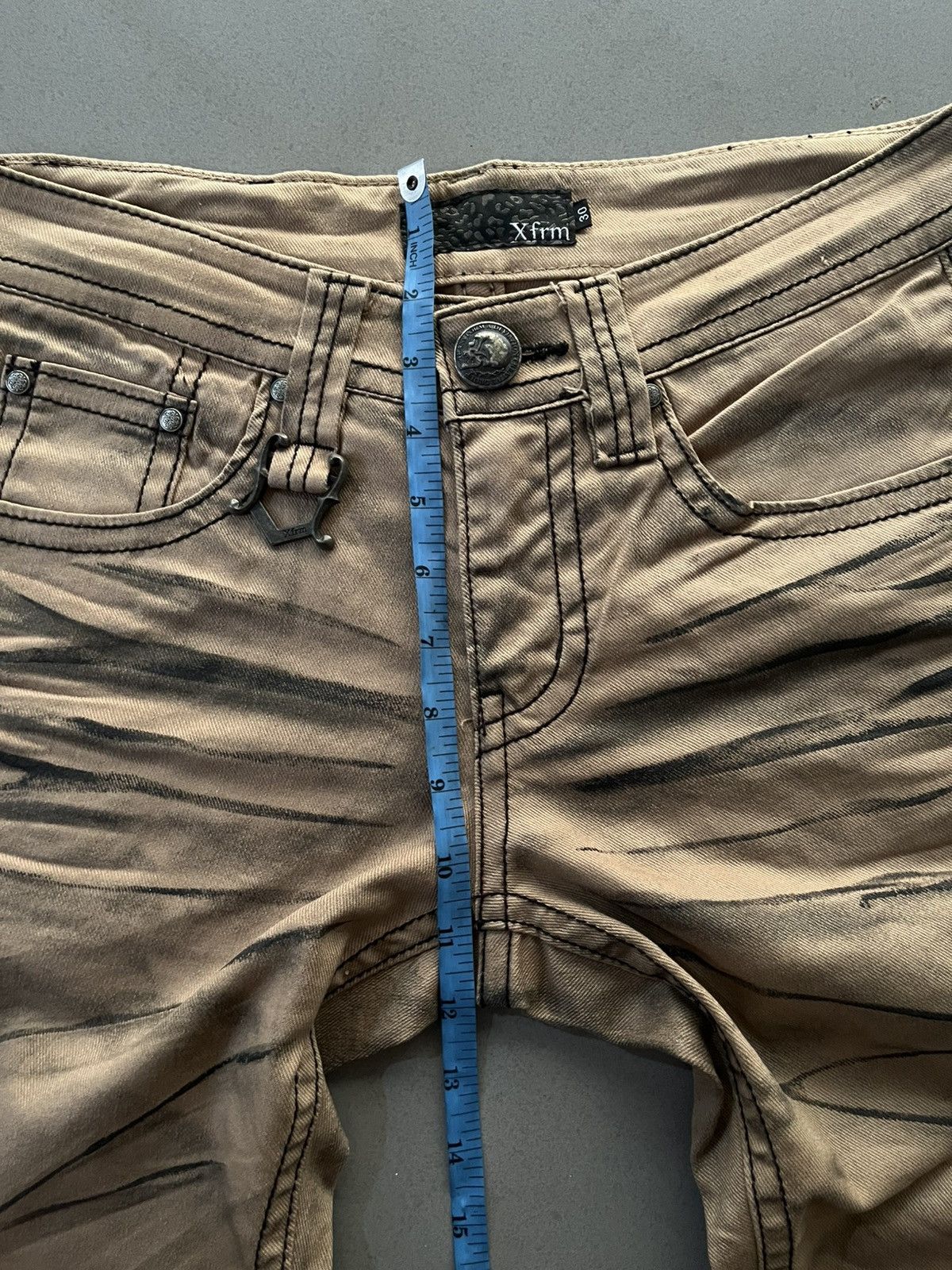 14th Addiction JAPANESE XFRM FADED PATTERN FLARE BOOTCUT SEDITIONARIES PUNK Size US 30 / EU 46 - 16 Thumbnail