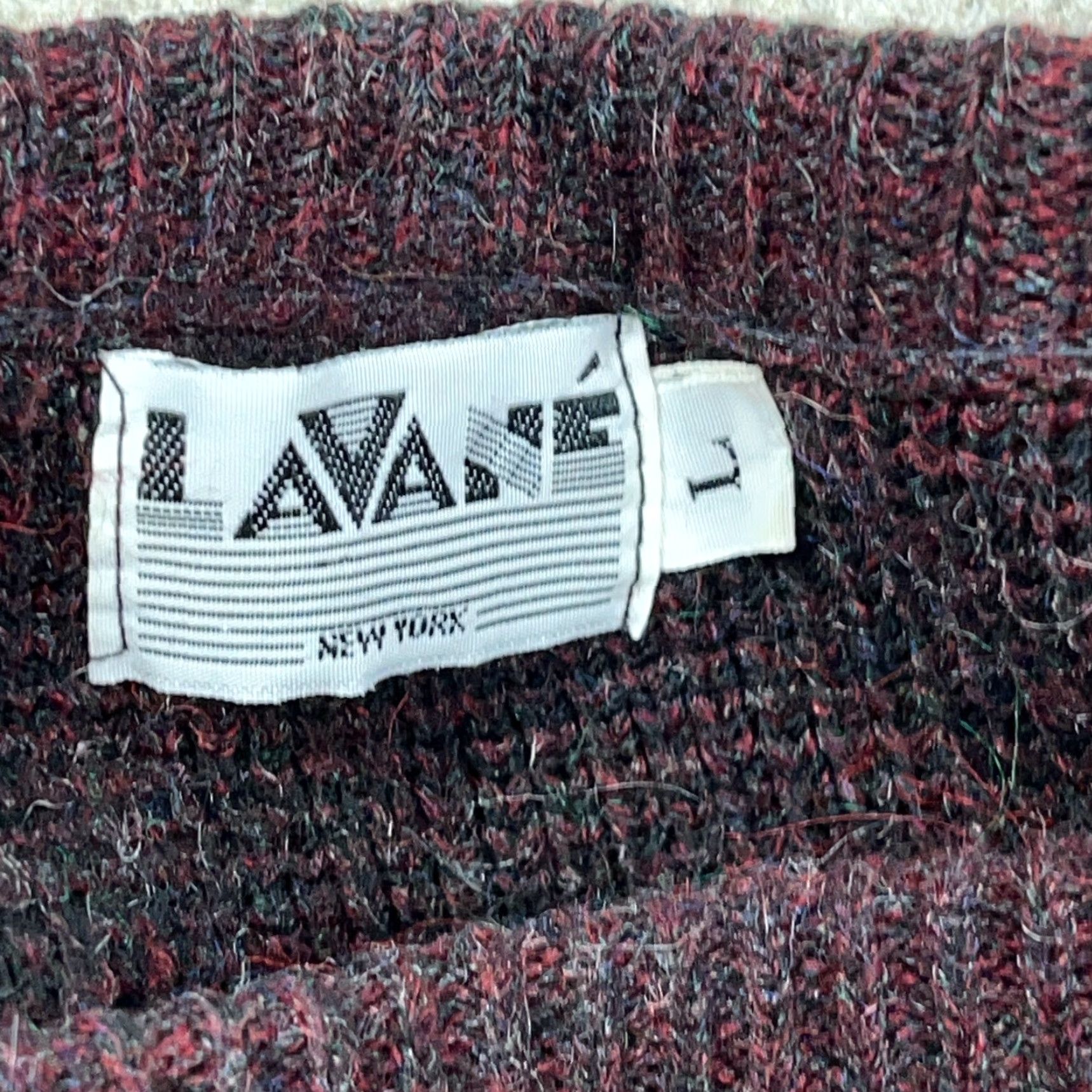 Savane Vintage Lavane Geometric Knit Sweater Mens L Red Black 80s 90s Cosby Hip Hop Retro Grandpa Pullover Crew Neck Autumn Winter Size US L / EU 52-54 / 3 - 3 Thumbnail