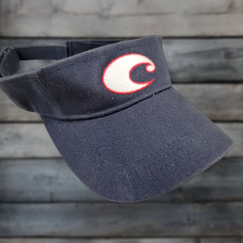 Costa Del Mar Costa Del Mar Visor Navy White Logo Unisex Adults One Size Velcro Adjustable Canvas Cotton Casual H6 Size ONE SIZE - 1 Thumbnail