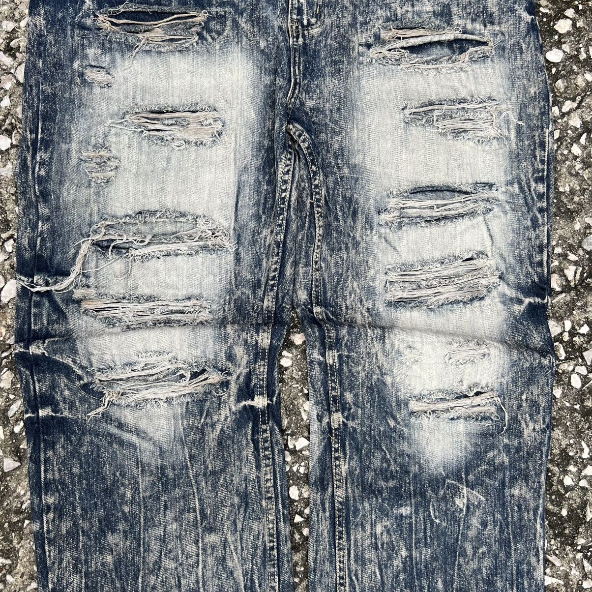 Japanese Brand “y2k style” HEAVY DISTRESSED ACID WASH JEANS Size US 43 - 4 Thumbnail
