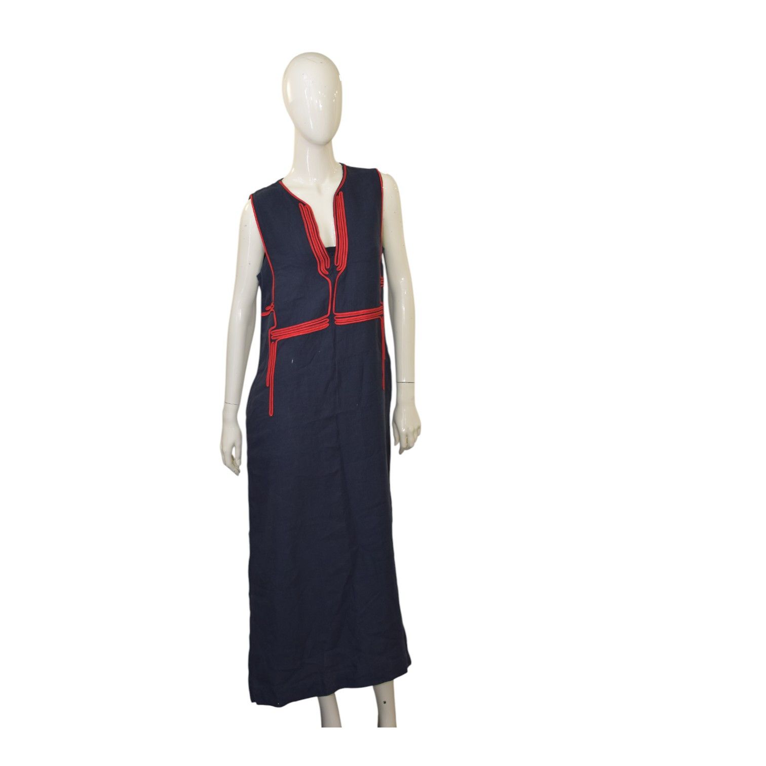 Other Ancient Kallos Athena Cord Navy Blue Linen Maxi Dress – M Size M / US 6-8 / IT 42-44 - 1 Thumbnail