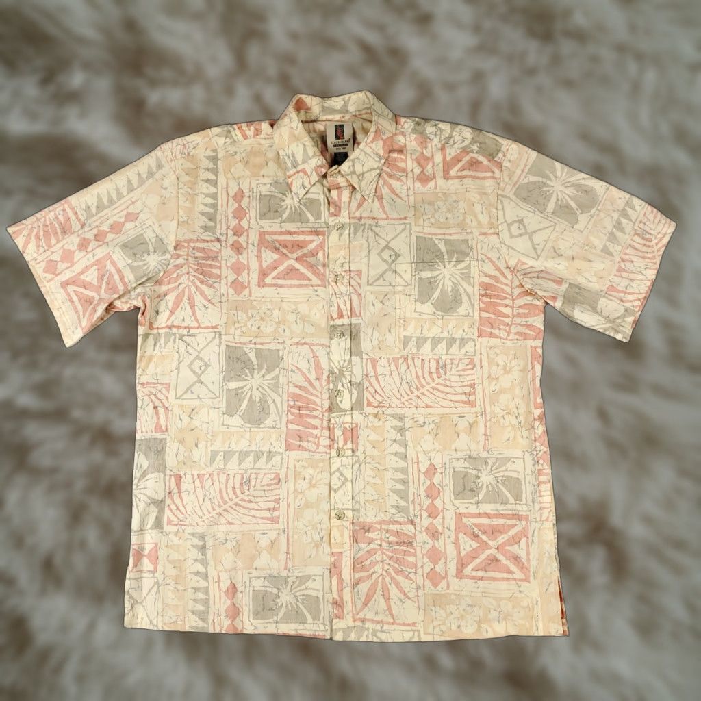 Tori Richard Tori Richard Shirt Mens Size Large Beige Casual Button Up Short Sleeve Size US L / EU 52-54 / 3 - 1 Thumbnail