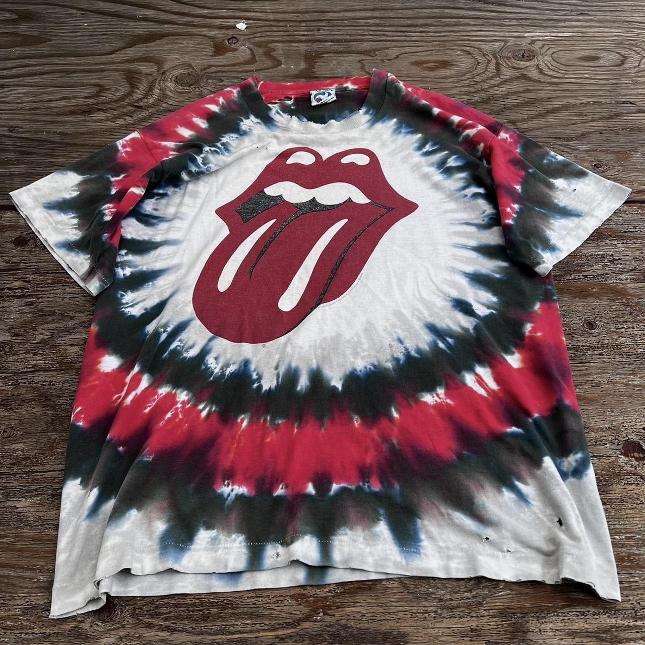 Vintage 90's Liquid Blue Rolling Stone Tie Dye Band T-Shirt