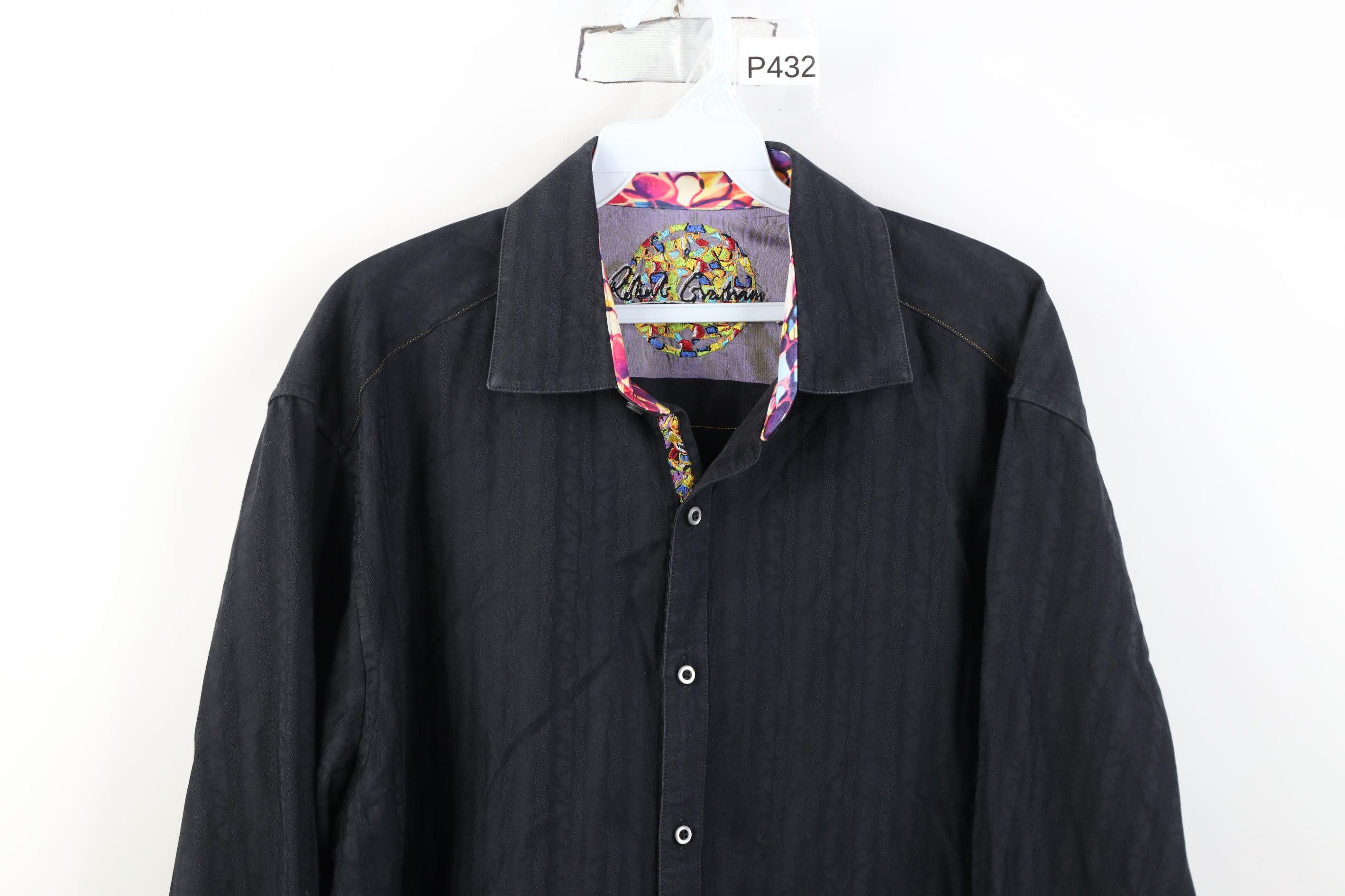 Robert Graham Robert Graham Rainbow Flip Cuff Collared Button Shirt Black Size US L / EU 52-54 / 3 - 2 Thumbnail