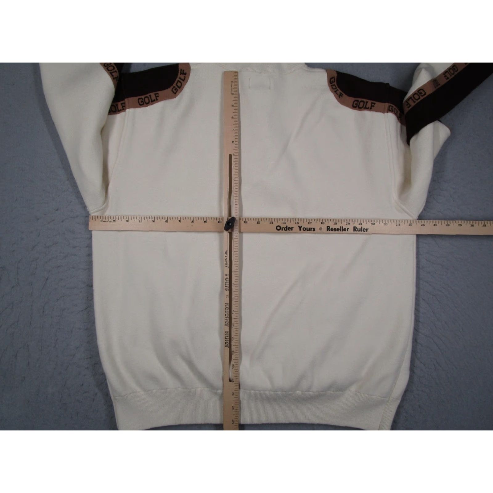 Golf Wang VINTAGE Golf Wang Sweater Mens XL White Brown 1/4 Zip Mock Neck Logo Tape Knit Pullover Size US XL / EU 56 / 4 - 7 Thumbnail