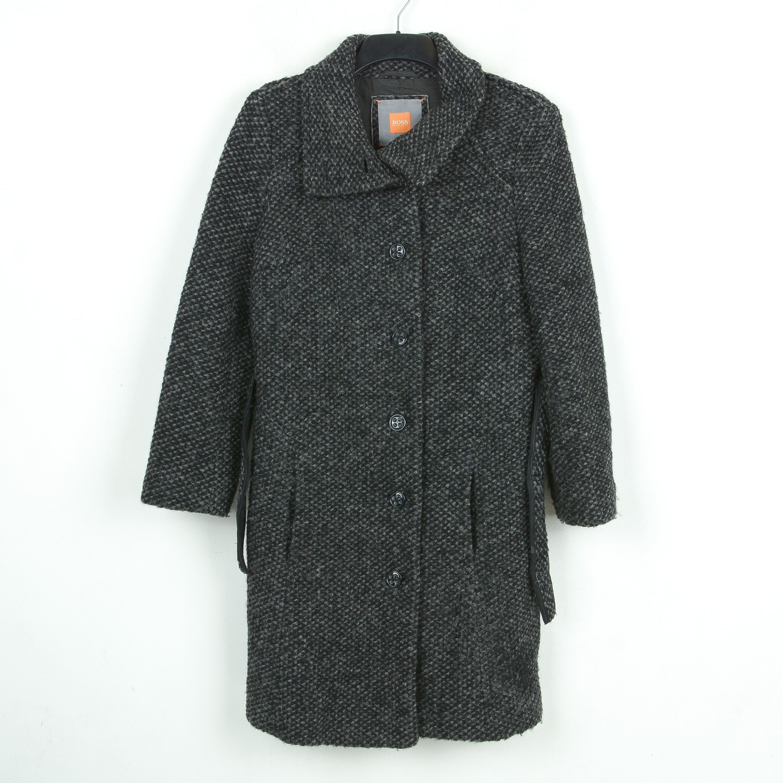Hugo × Hugo Boss L Wool Coat Overcoat Belted Jacket Button Up Midi Outerwear Size L / US 10 / IT 46 - 1 Thumbnail