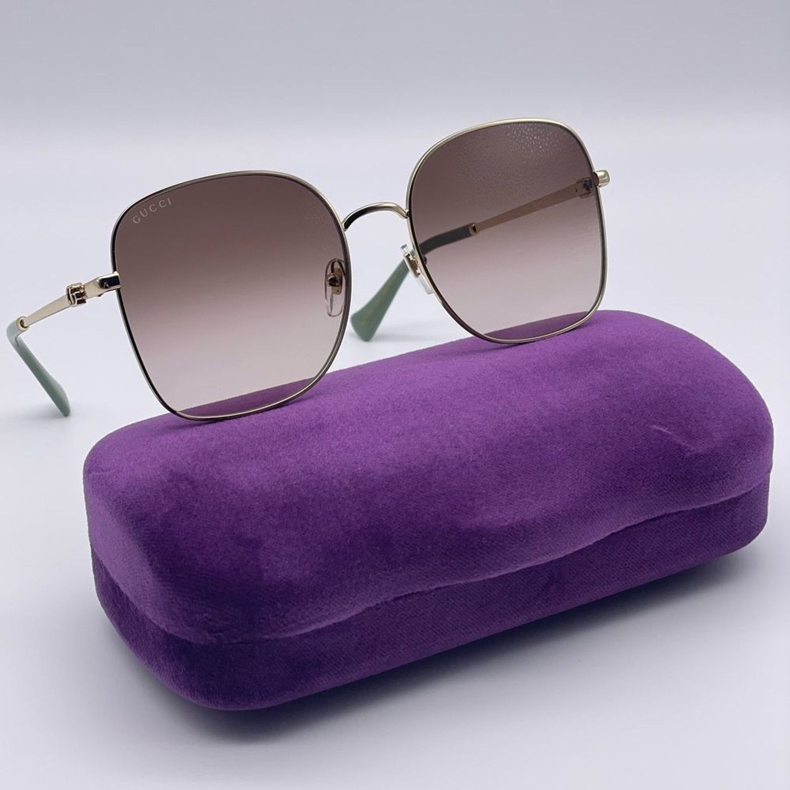 Gucci BRAND NEW GUCCI GG1143S 002 Gold/Brown Women Sunglasses Size ONE SIZE - 5 Thumbnail
