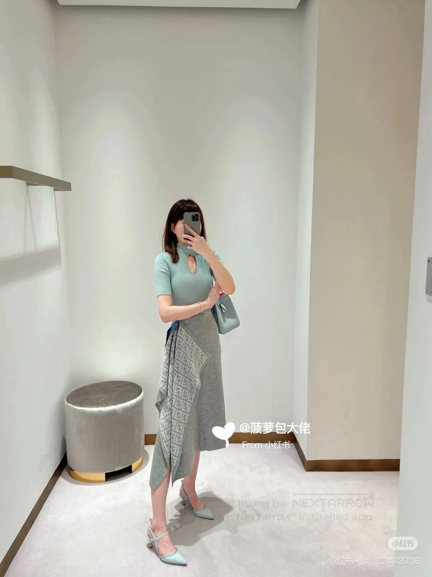 Fendi Fendi Monogram Gray Knitted Skirt. Size 37" - 5 Thumbnail