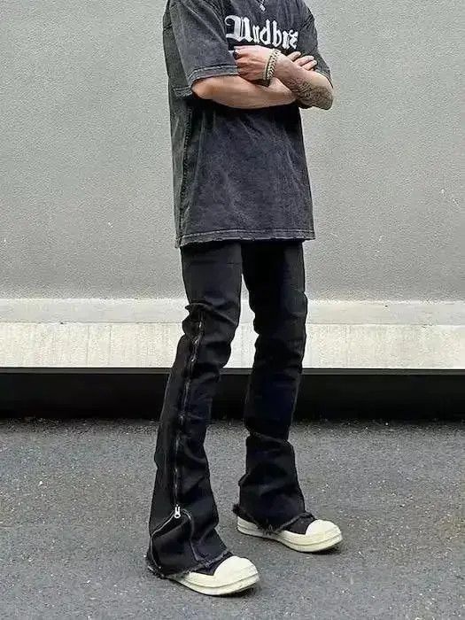 Japanese Brand faded zipper utility flared jeans Size US 30 / EU 46 - 4 Thumbnail