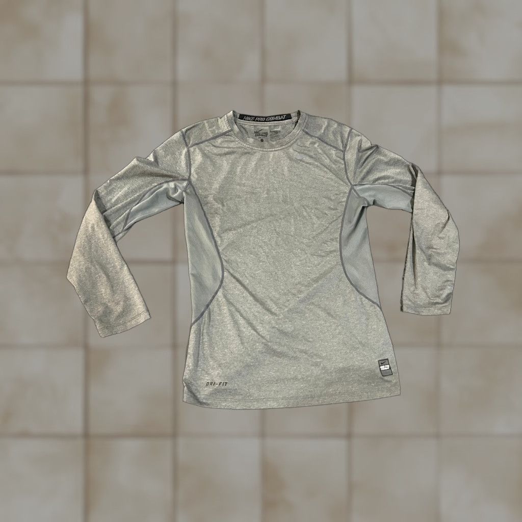 Nike Nike Pro Combat Shirt Mens S Gray Long Sleeve Dri-FIT Fitted Athletic Gym Shirt Size US S / EU 44-46 / 1 - 1 Thumbnail