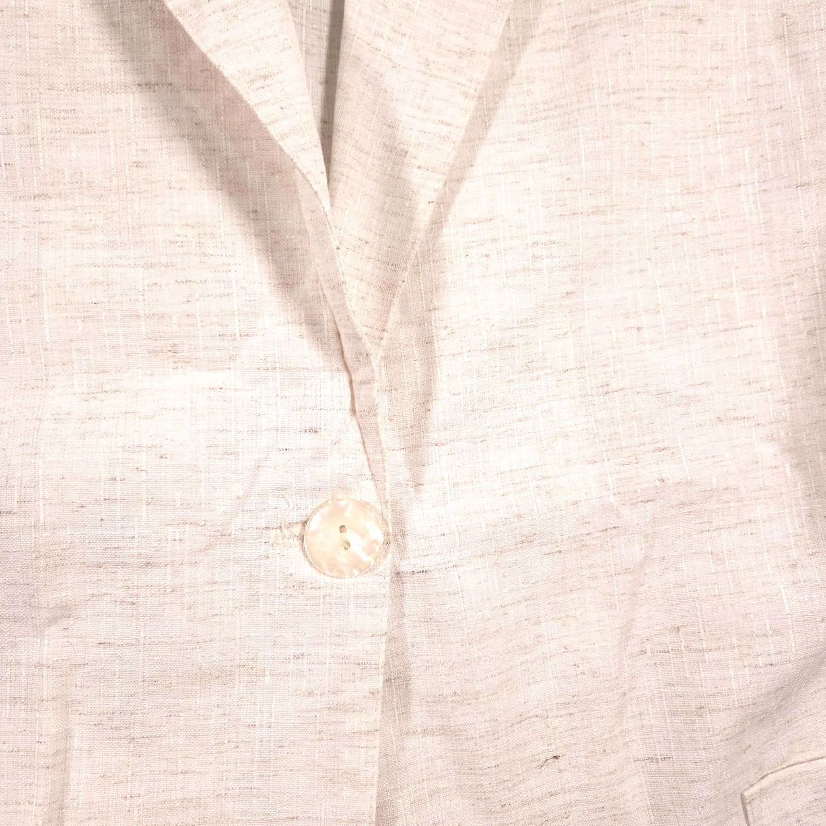 Vintage Fashion Bug Womens Blazer 18/20W Beige Woven One Button Career Plus Made USA Size XXL / US 16-18 / IT 52-54 - 4 Thumbnail