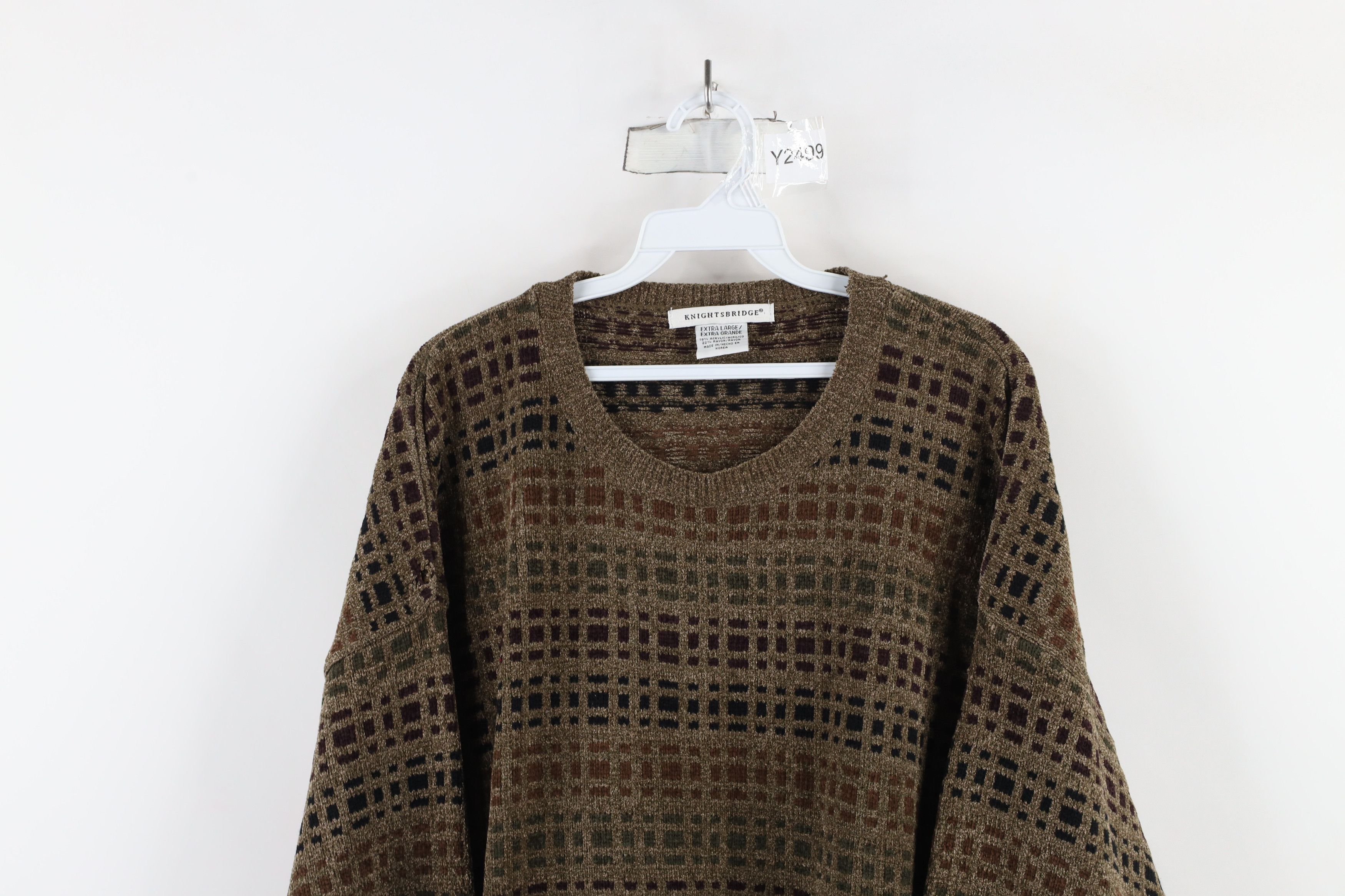 Vintage Vintage 90s Streetwear Tone Rainbow Checkered Fleece Sweater Size US XL / EU 56 / 4 - 2 Thumbnail