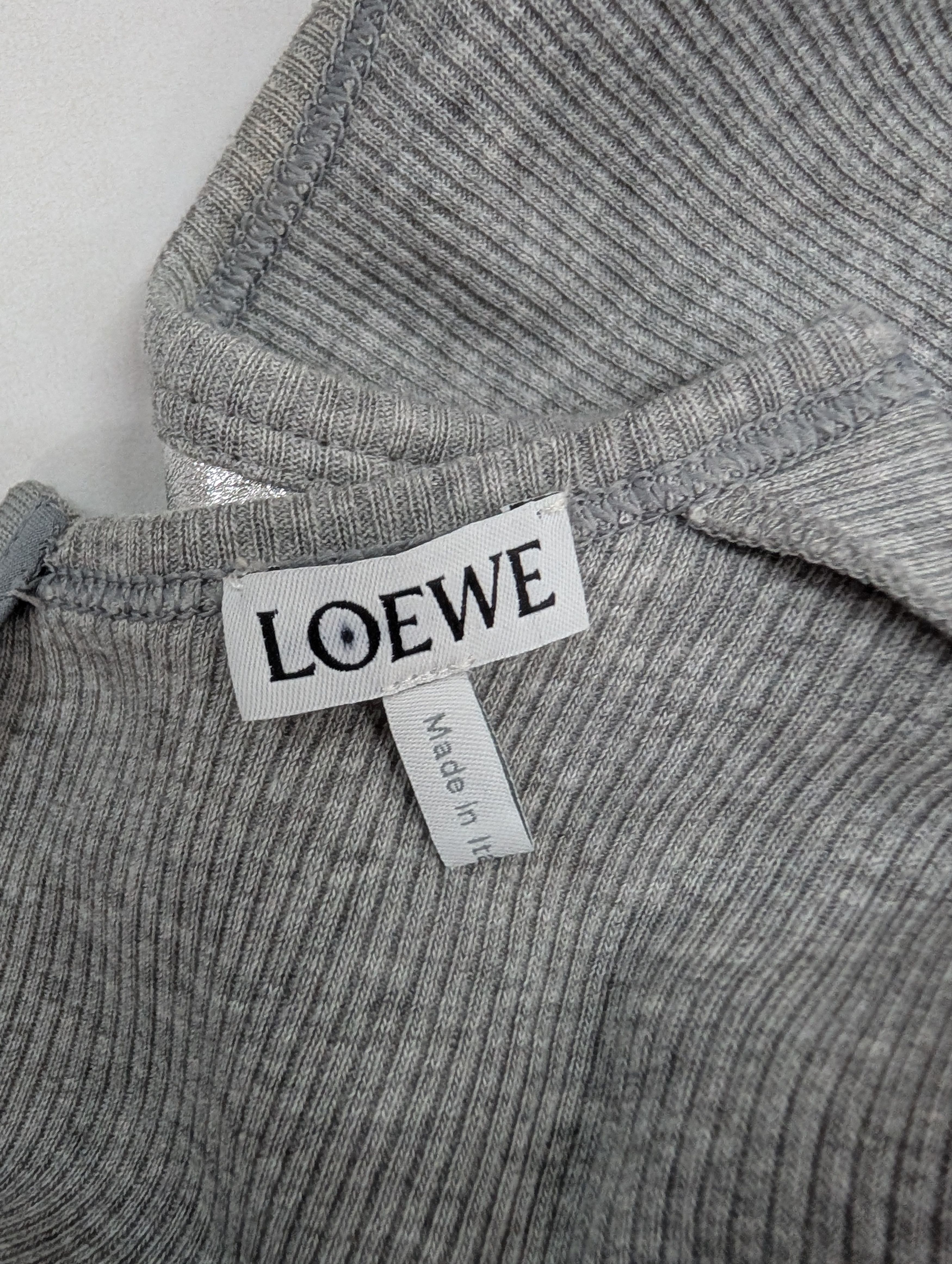 Loewe Loewe Grey With Silver Leather Panel Cotton Long Dress Size XXS / US 00 / IT 34 - 6 Thumbnail