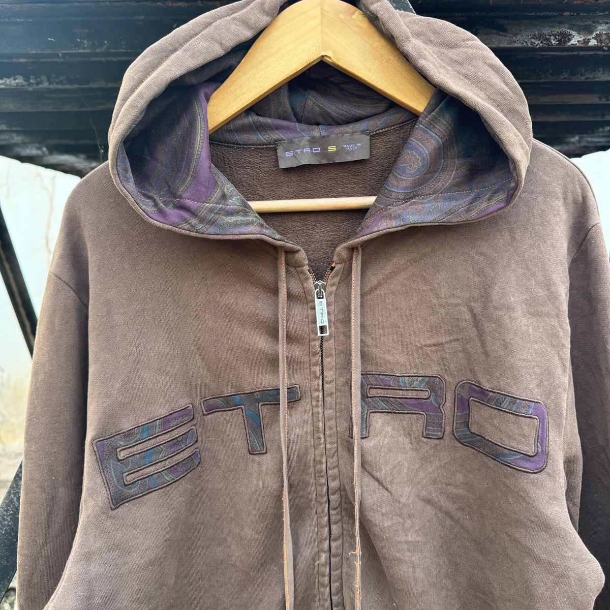 Etro Etro brown full-zip hoodie with purple paisley Size US M / EU 48-50 / 2 - 3 Thumbnail