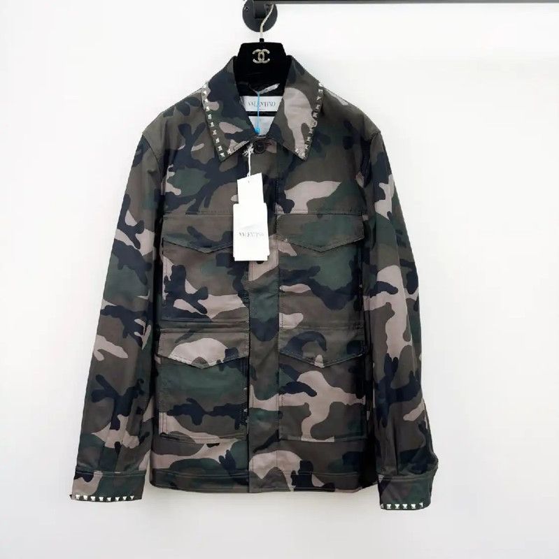 Valentino Men's Long Sleeve Camouflage Jacket 0089