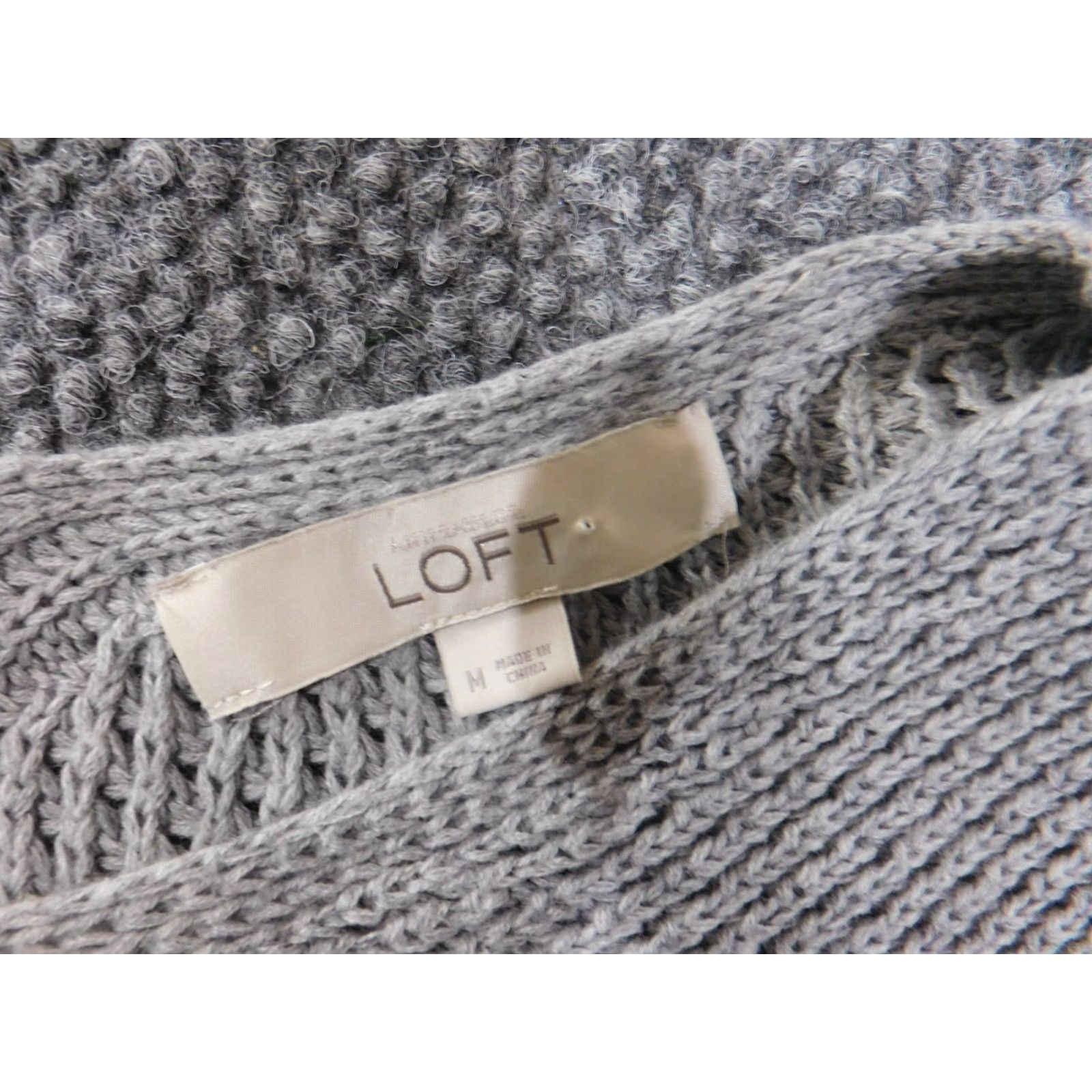 Loft LOFT Sweater Medium Gray Pullover Crewneck Womens Knit Stretch Cotton Crew Neck Rib Knit Long Sleeve Casual Size M / US 6-8 / IT 42-44 - 5 Thumbnail