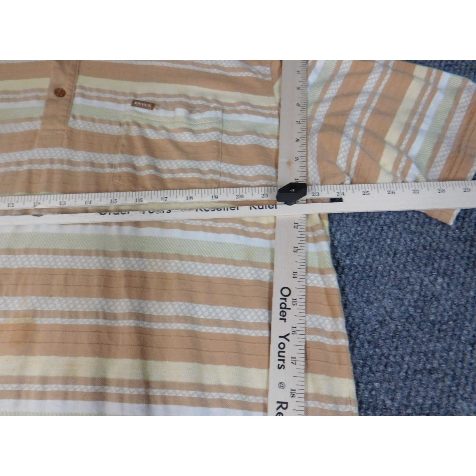 Enyce Enyce Polo Shirt XL Regular Beige Striped Button Short Sleeve Logo Knit Cotton Men Casual Vintage No Size US XL / EU 56 / 4 - 4 Thumbnail