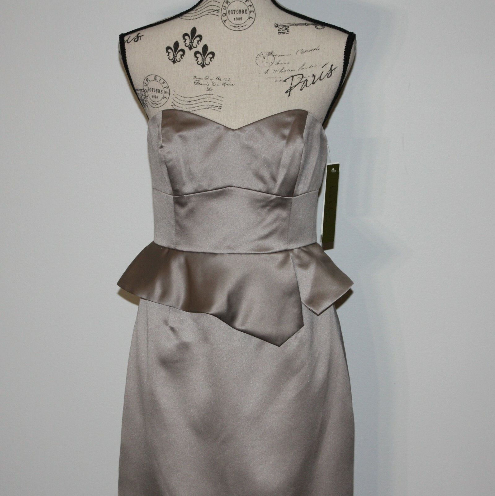 Nicole Miller Strapless Peplum Dress in Mocha and size 8 NWT MSRP $430 Size M / US 6-8 / IT 42-44 - 10 Thumbnail
