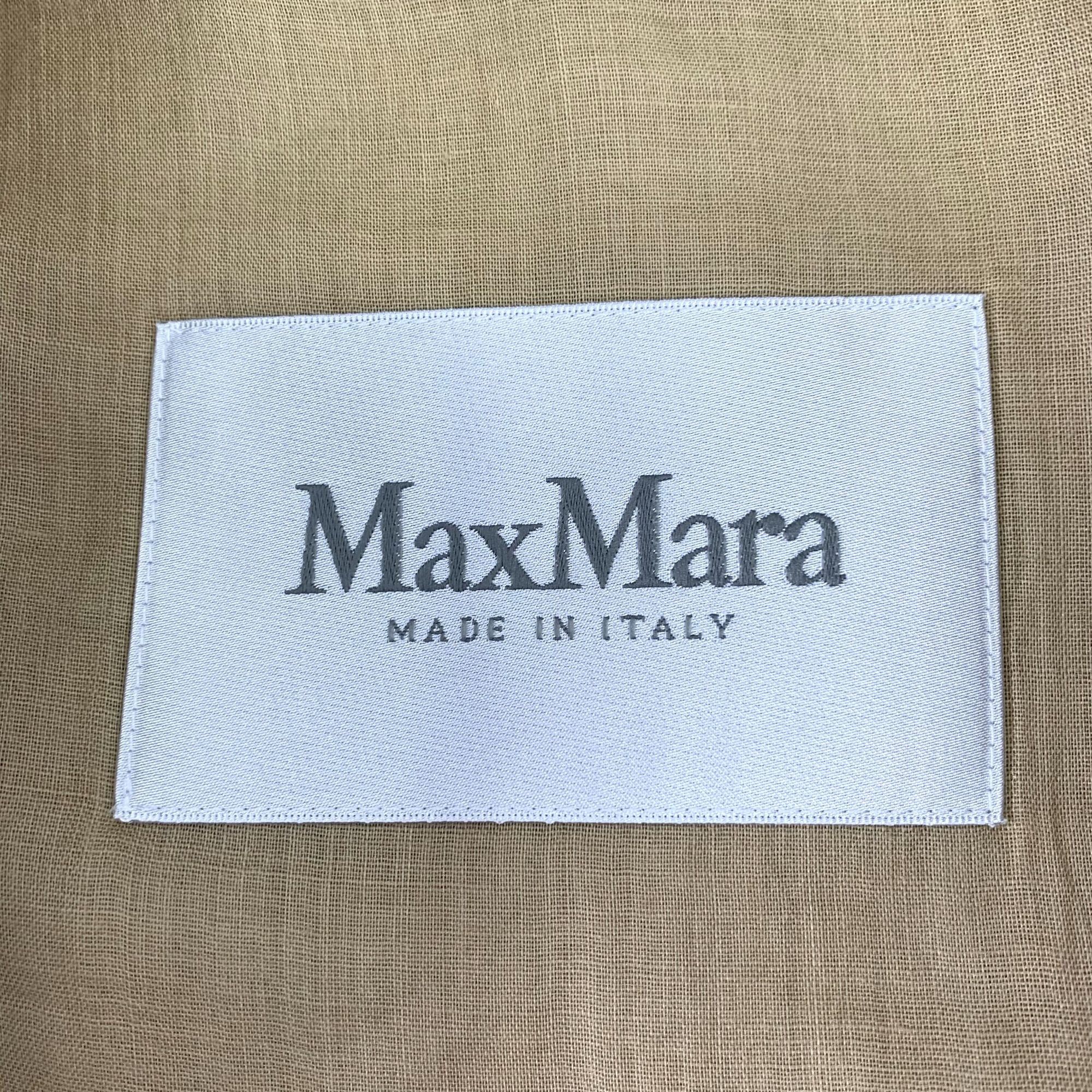 Max Mara Max Mara Womens Brown Linen Double-Breasted Trench Coat Lape Size XS / US 0-2 / IT 36-38 - 2 Thumbnail
