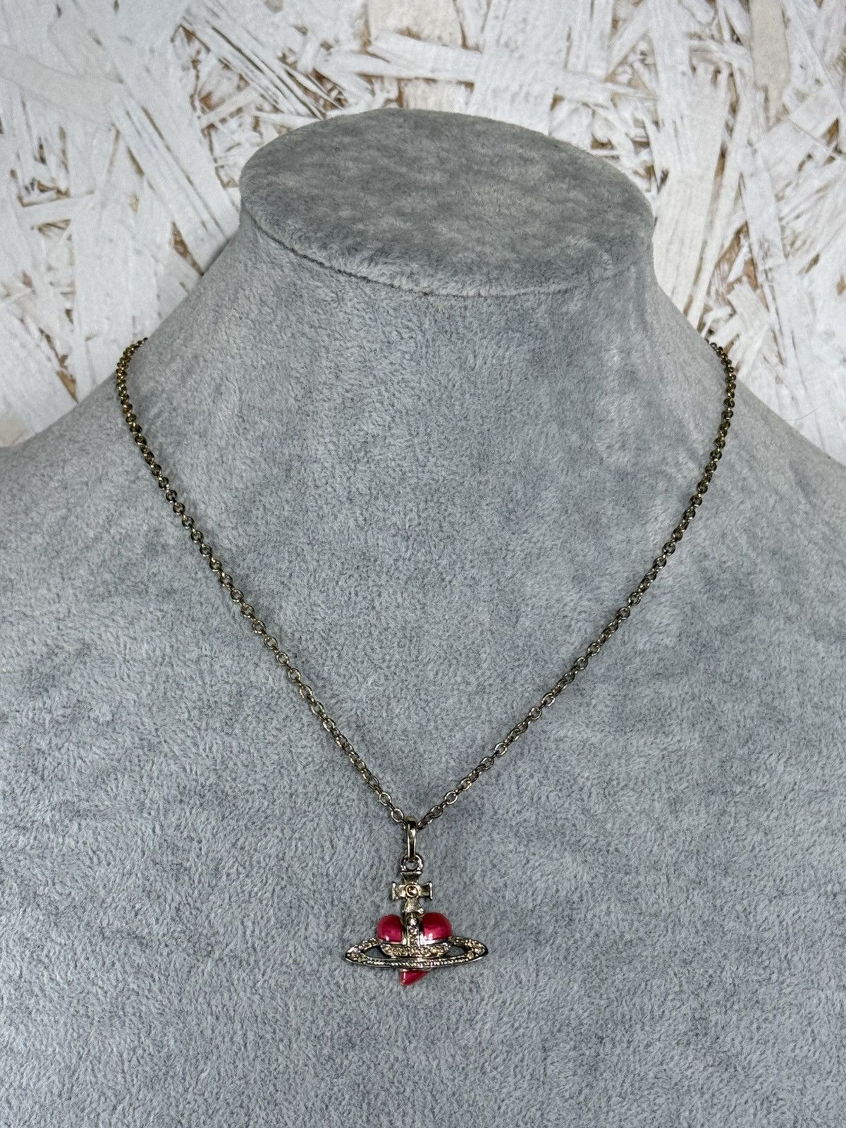 Vivienne Westwood Vivienne Westwood Diamante Heart Pendant Necklace Red Size ONE SIZE - 15 Thumbnail